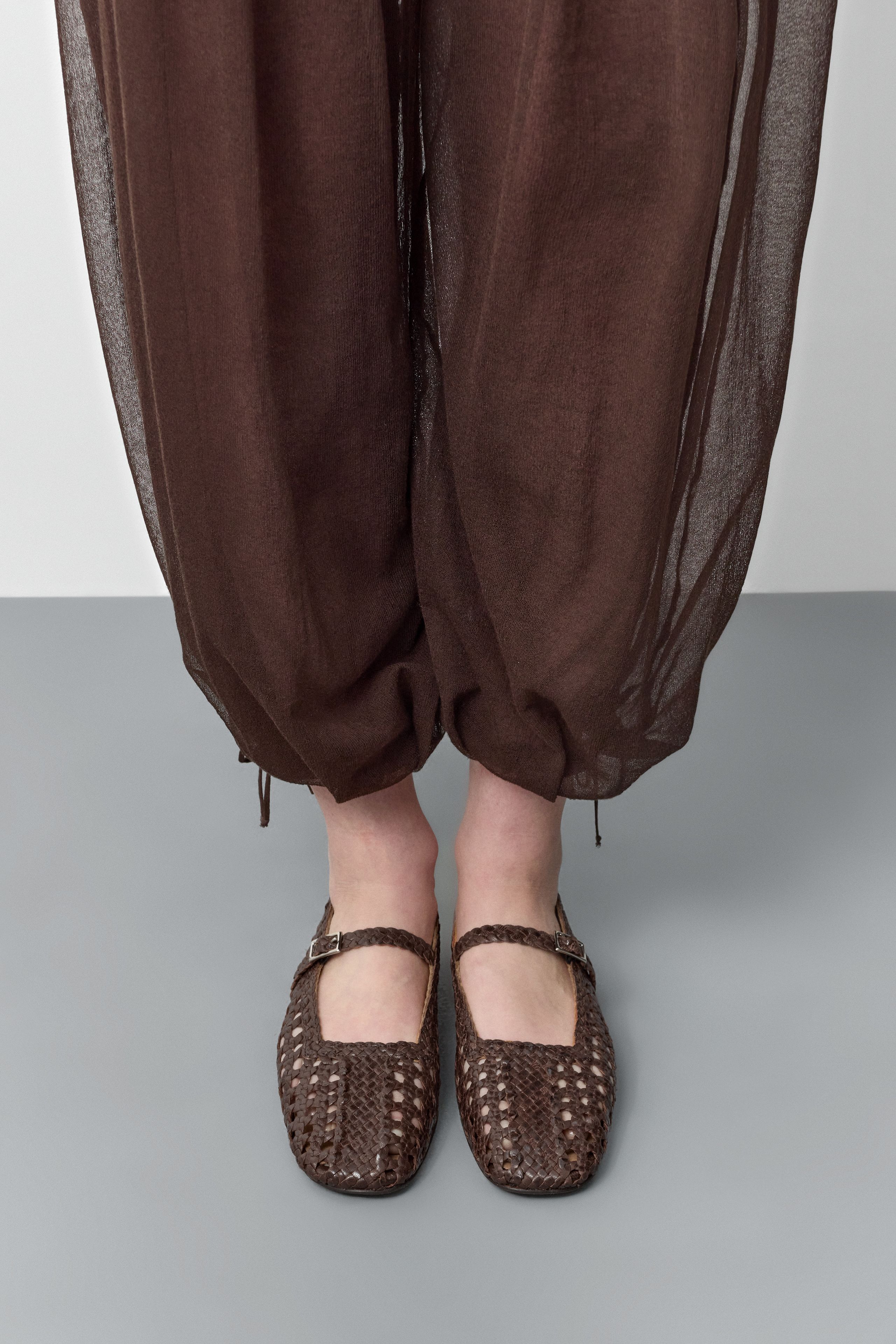 Yeida Ballerinas - Brown Woven Nappa Leather | Miista