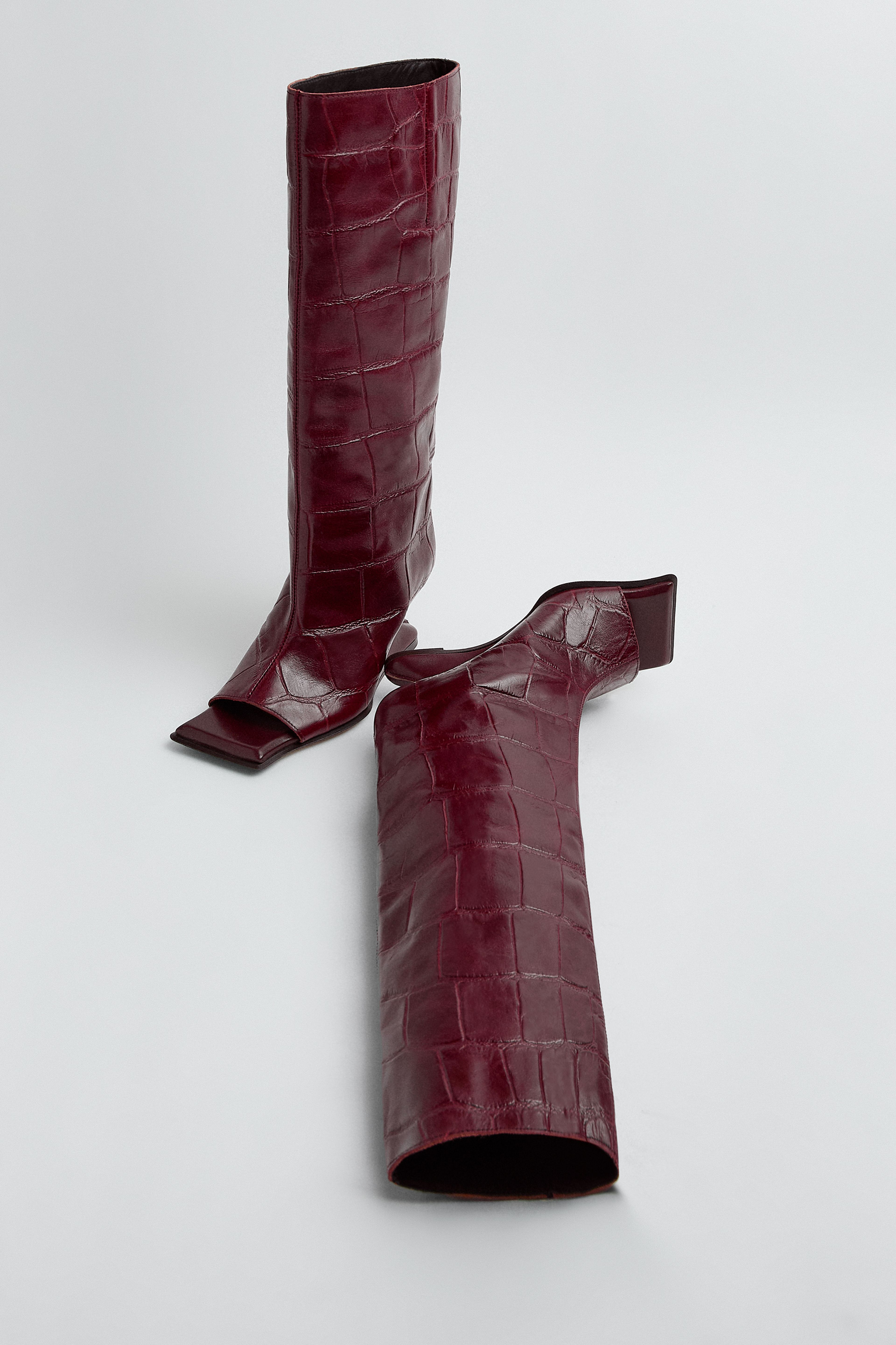Salima Boots - Red Croc Embossed Leather | Miista | Designed & Handmade in Europe