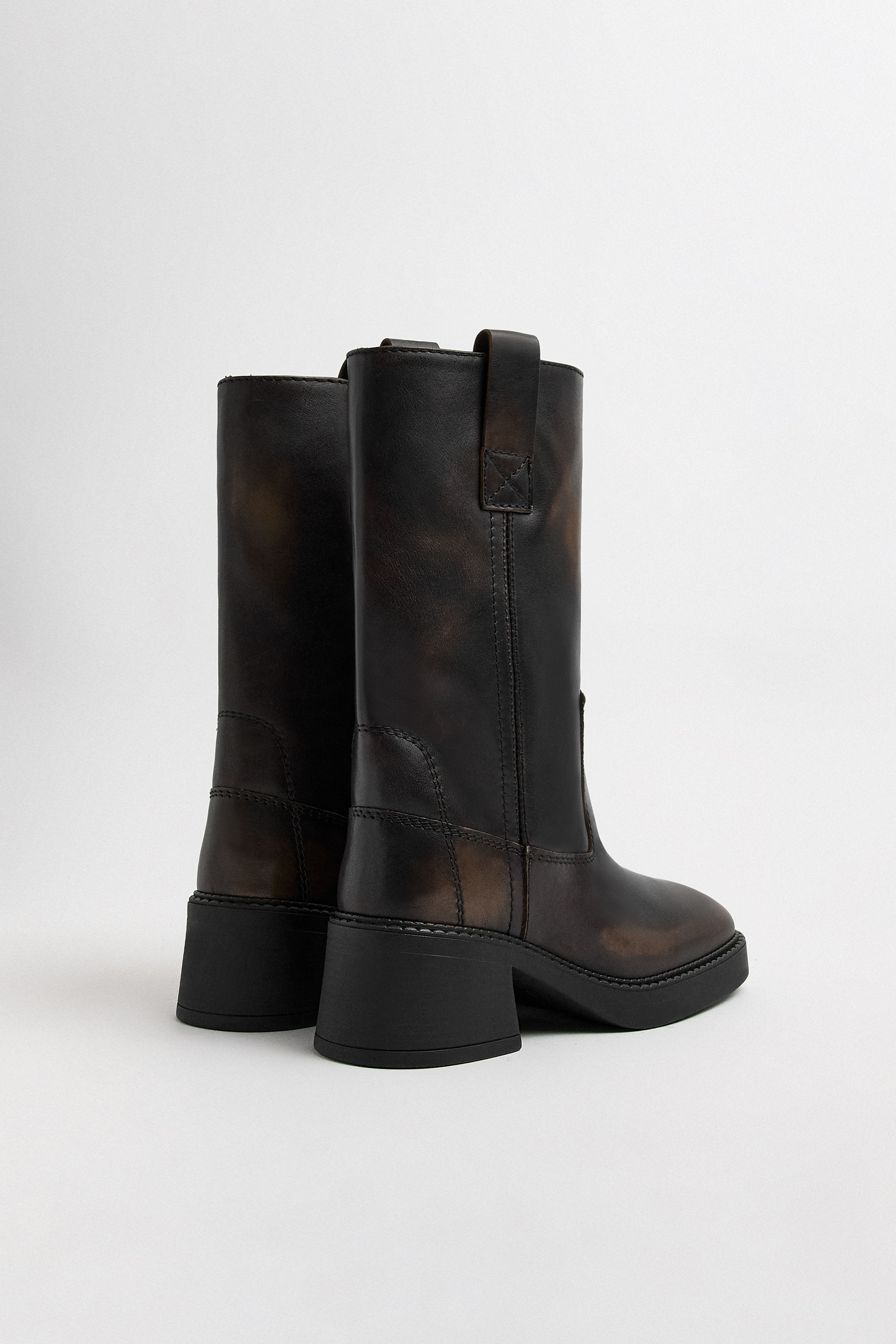 Inaya Boots - Brown Brush Off Leather | Miista | Designed & Handmade in Europe