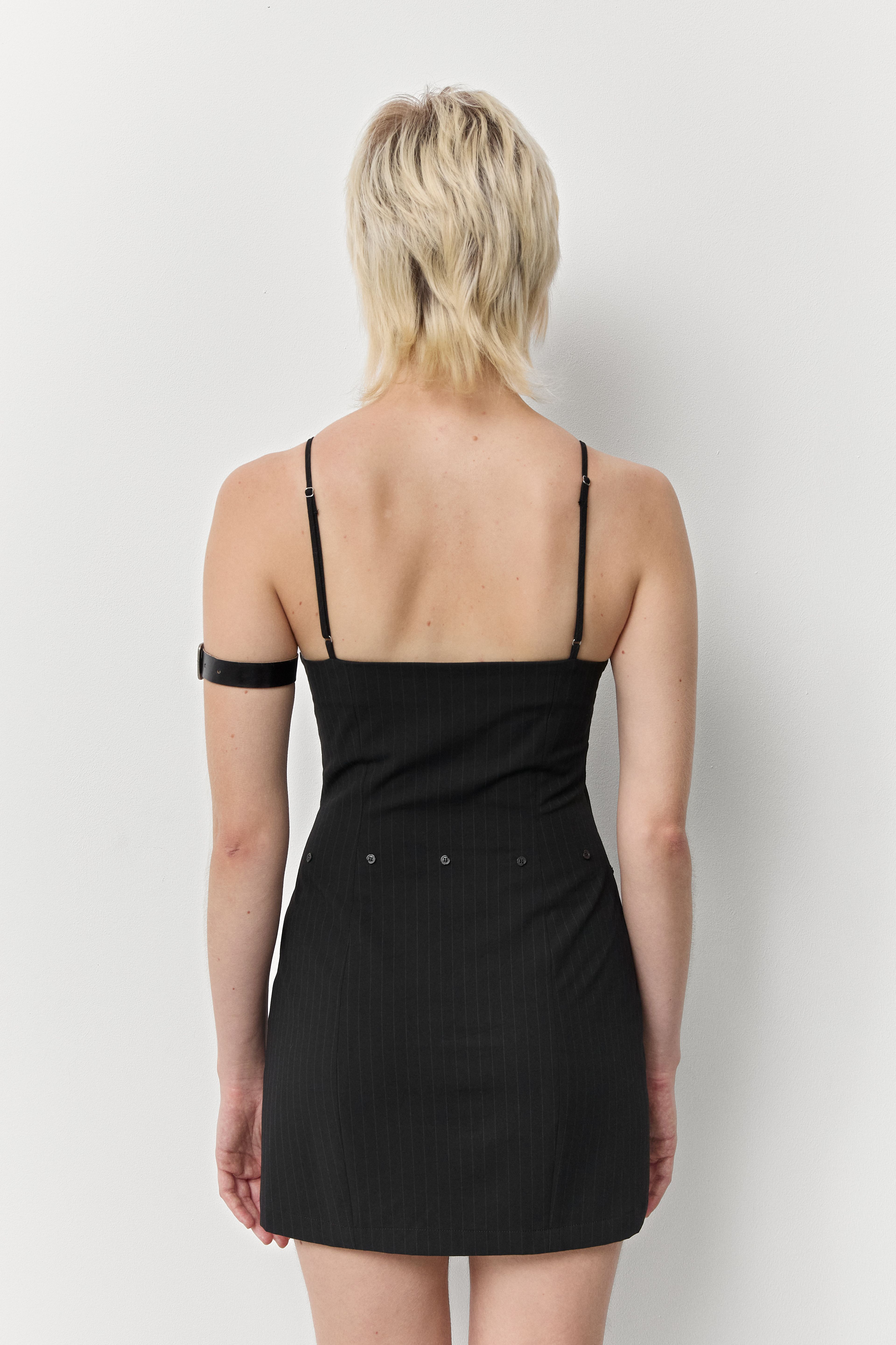 Pauline Pinstripe Black Dress | Miista | Designed & Handmade in Europe