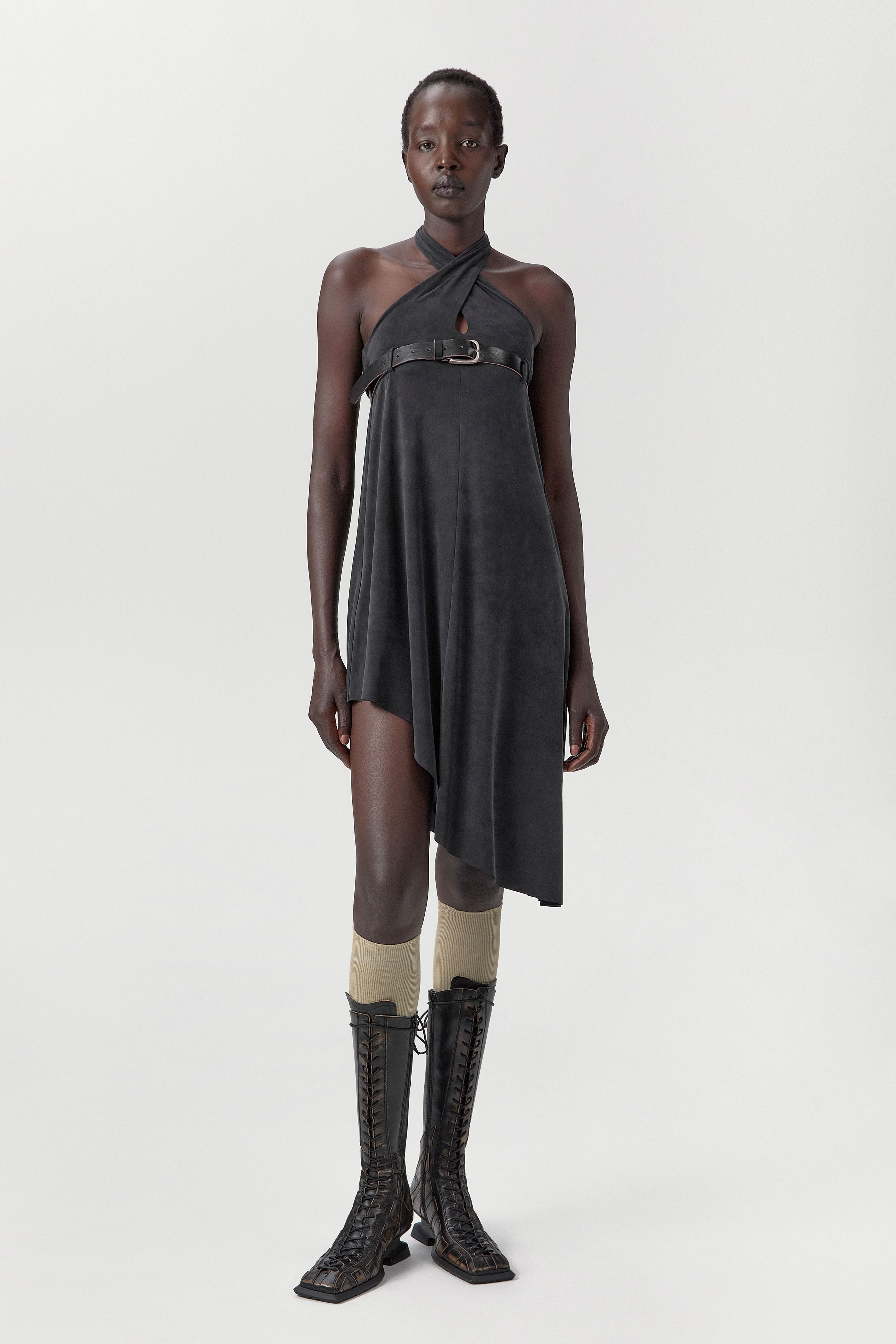 Lynd Dress - Washed Black Ribbed Cupro | Miista | Designed & Handmade in Europe