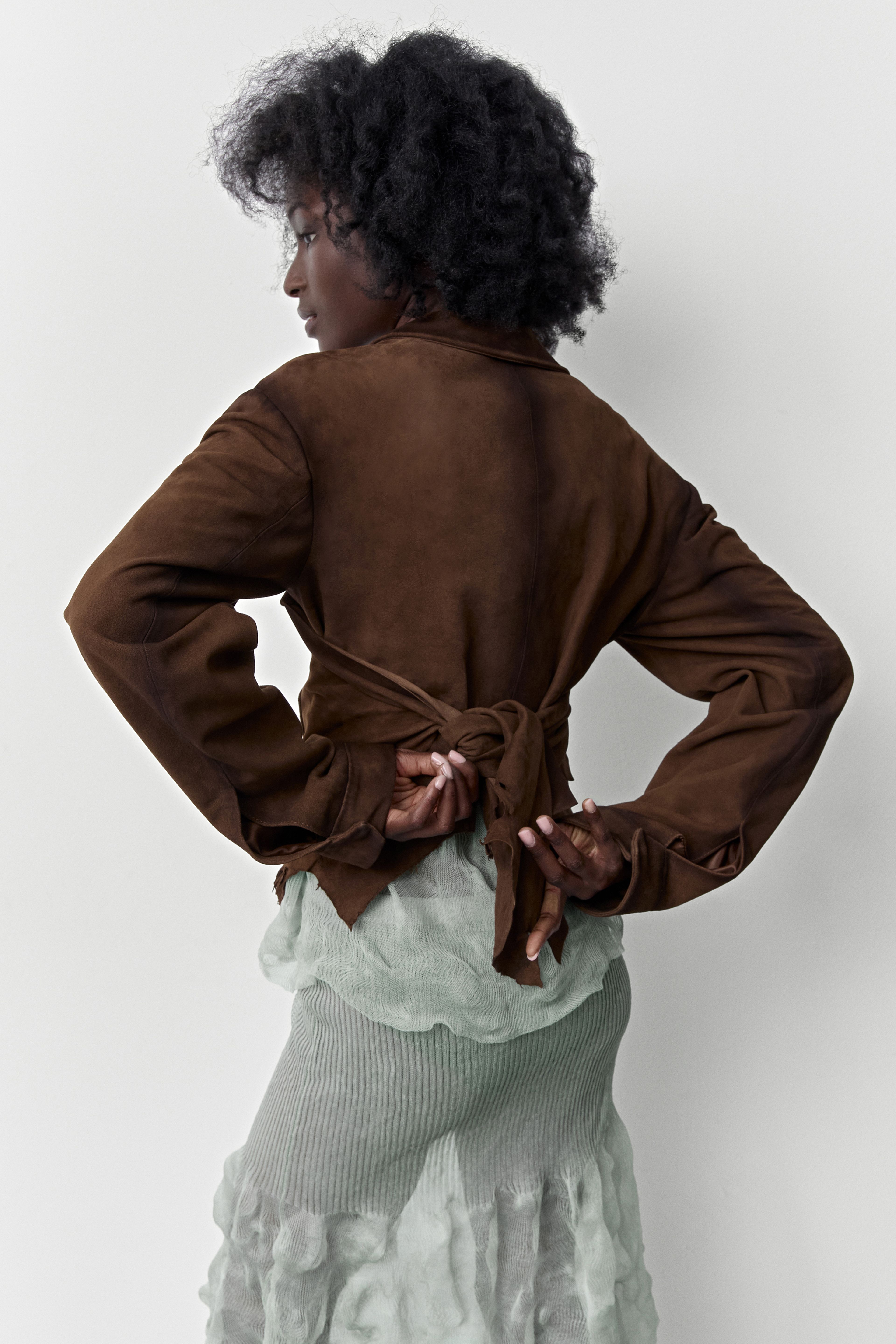 Steph Tan Wrapped Leather Jacket | Miista | Designed & Handmade in Europe