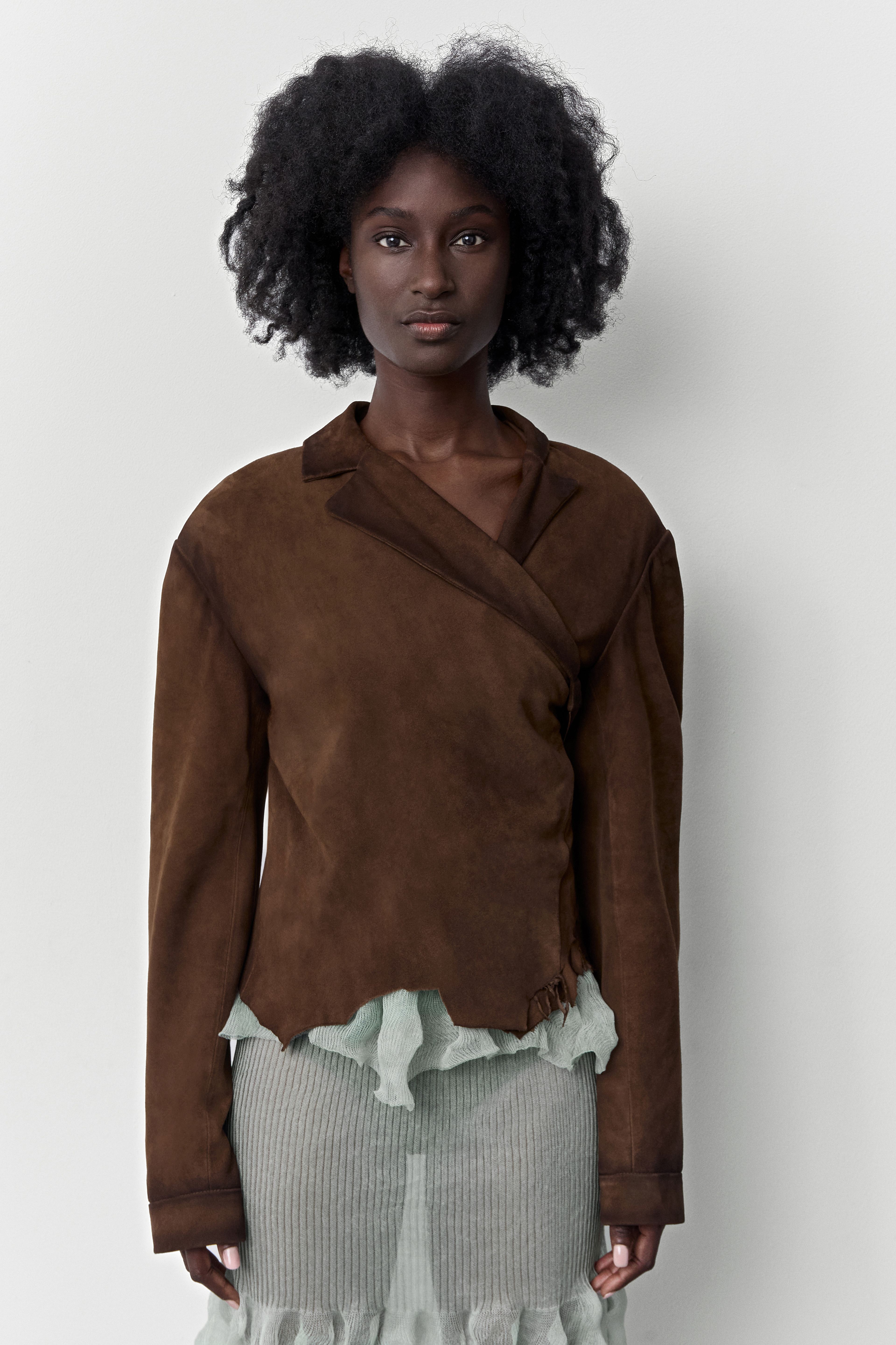 Steph Tan Wrapped Leather Jacket | Miista | Designed & Handmade in Europe