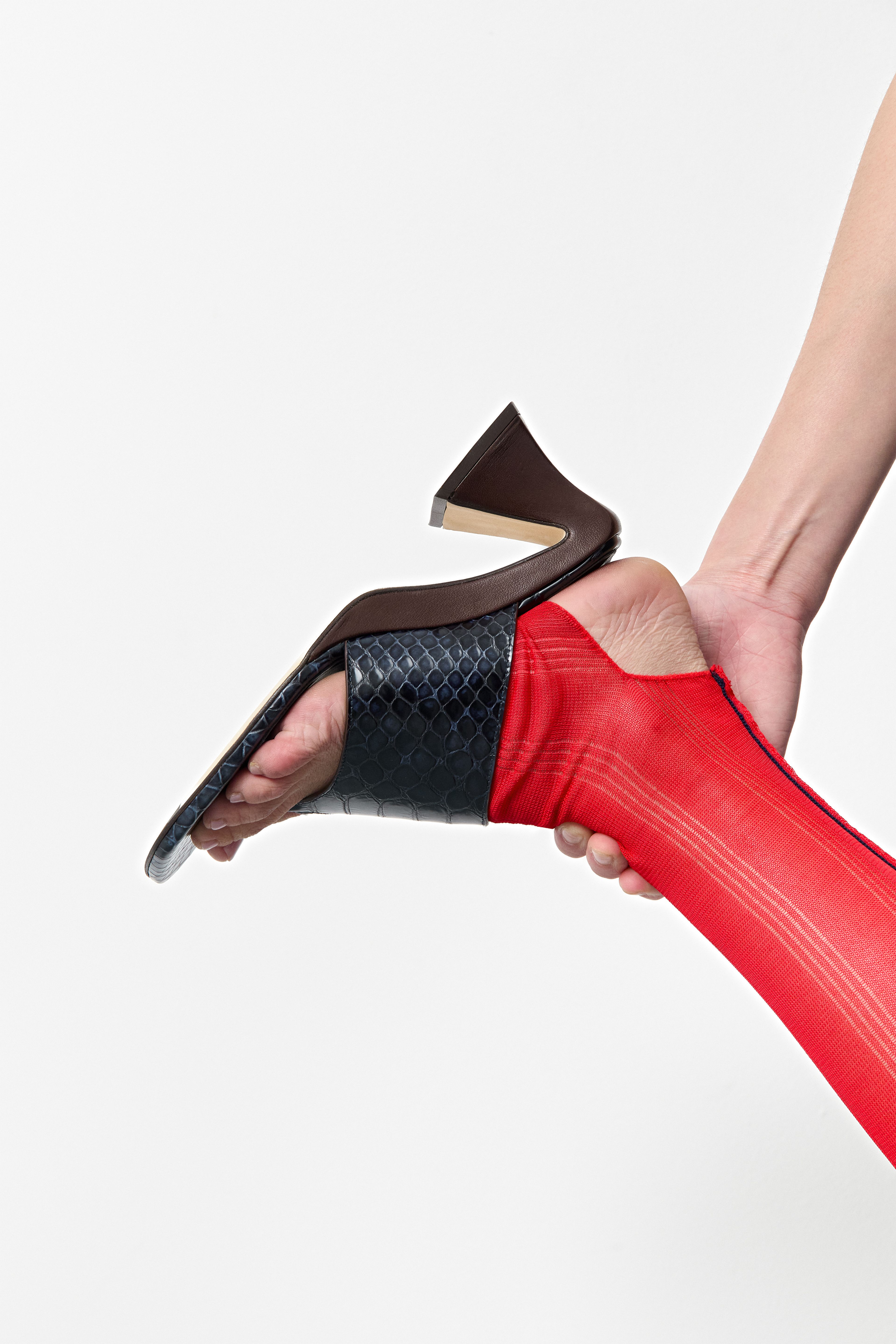 Ernie Navy Brown Snake Thonge Sandals | Miista | Designed & Handmade in Europe
