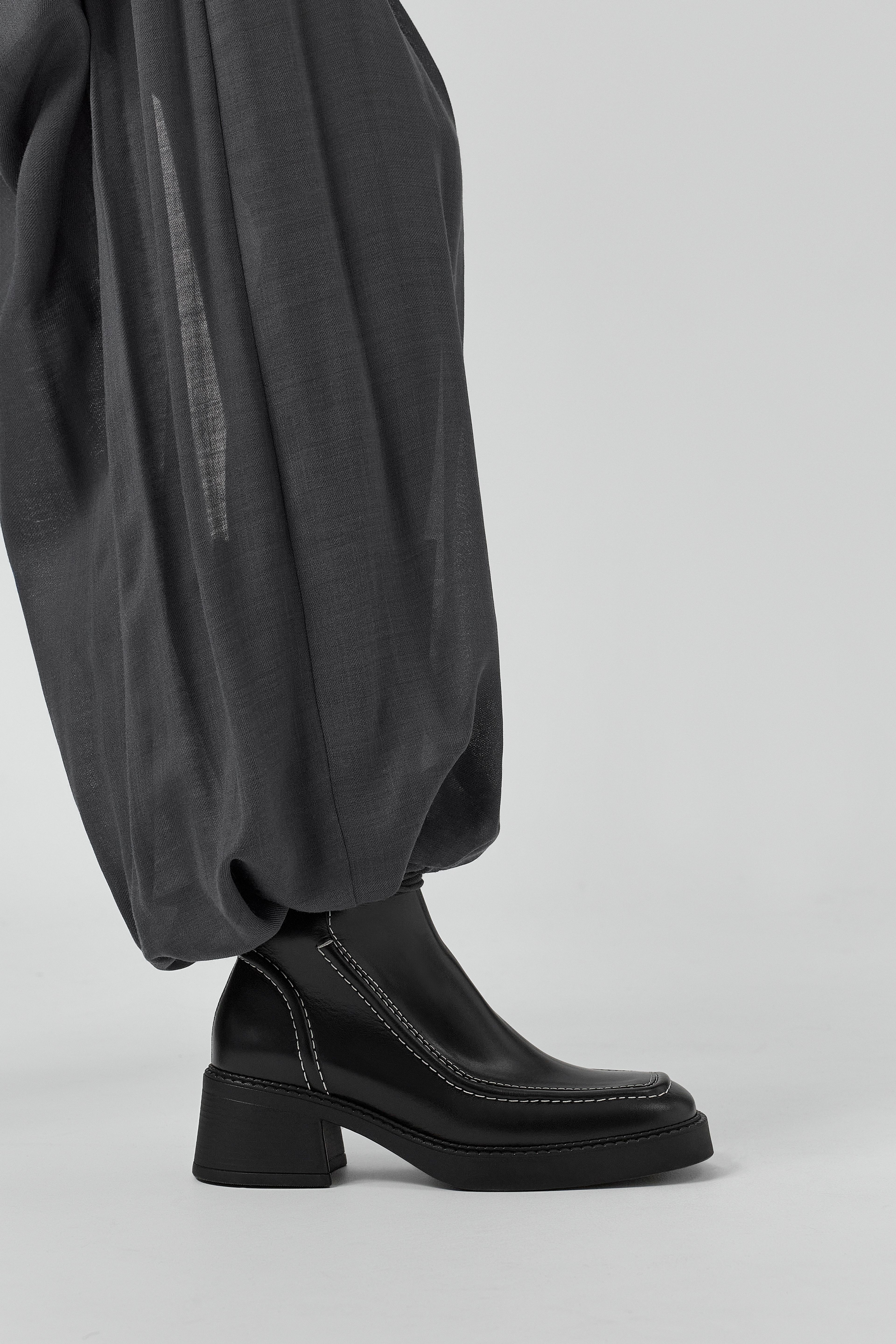 Dagmara Boots - Black Leather White Stitching | Miista | Designed & Handmade in Europe