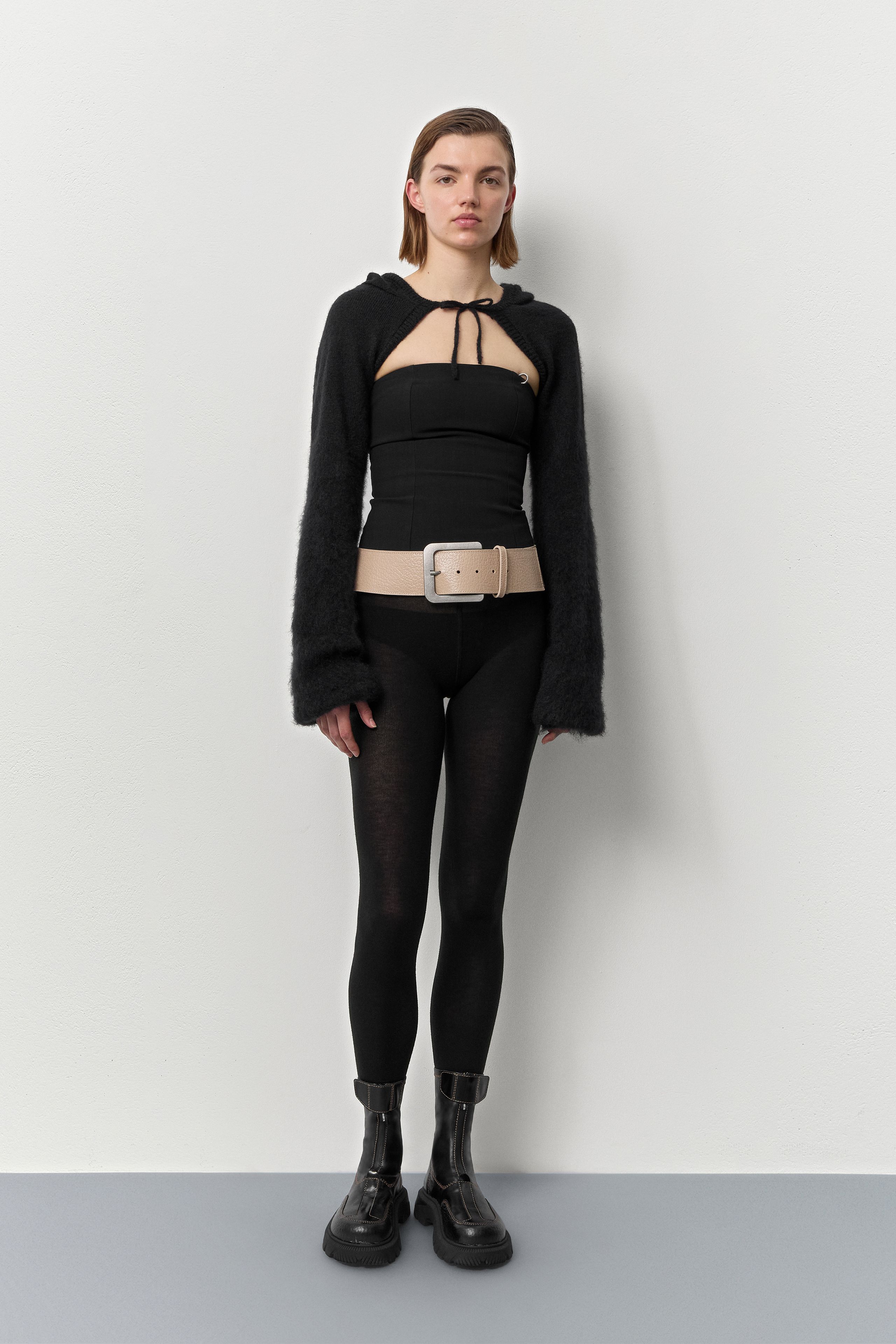 Midasミダス y2k グレーブラックダメージ加工ブーツカットサイズL Danica Boots - Black Stretch Leather | Miista