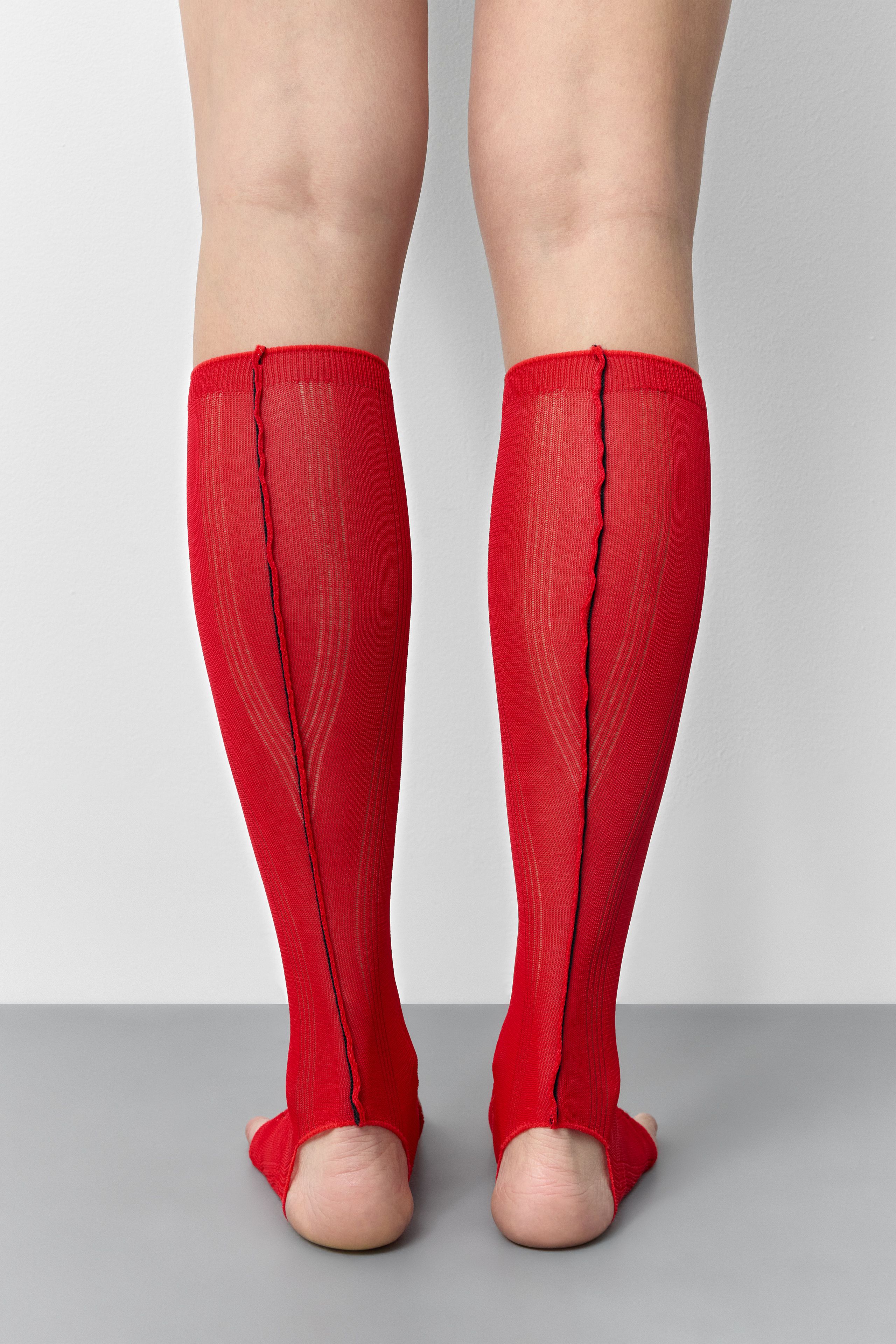 newBaleshijia elastic knitting socks shoes red 601 | . FUMIKA_UCHIDA 25AW SHETLAND RIB STITCH TIGHT-HIGH  main image 3