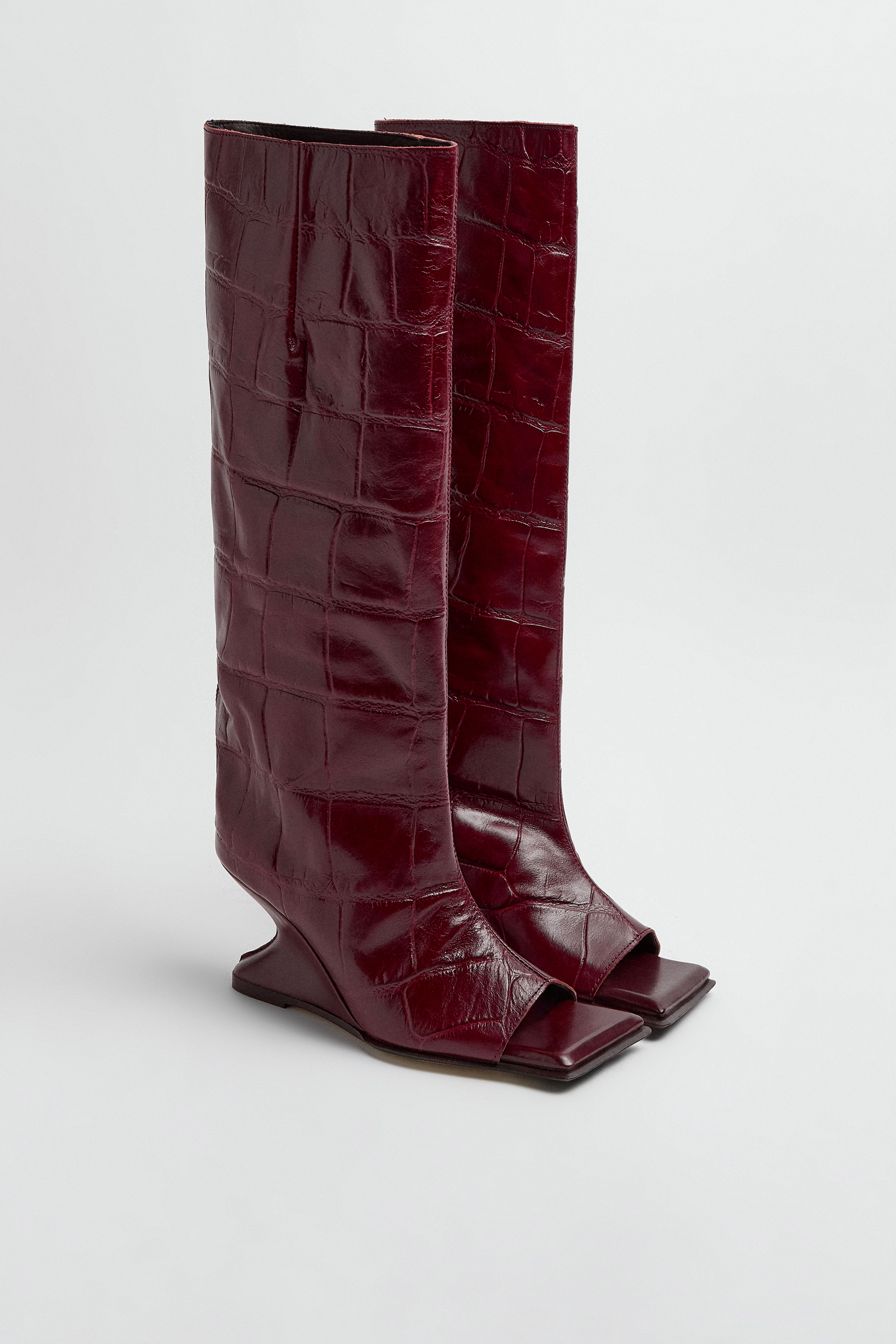 Salima Boots - Red Croc Embossed Leather | Miista | Designed & Handmade in Europe
