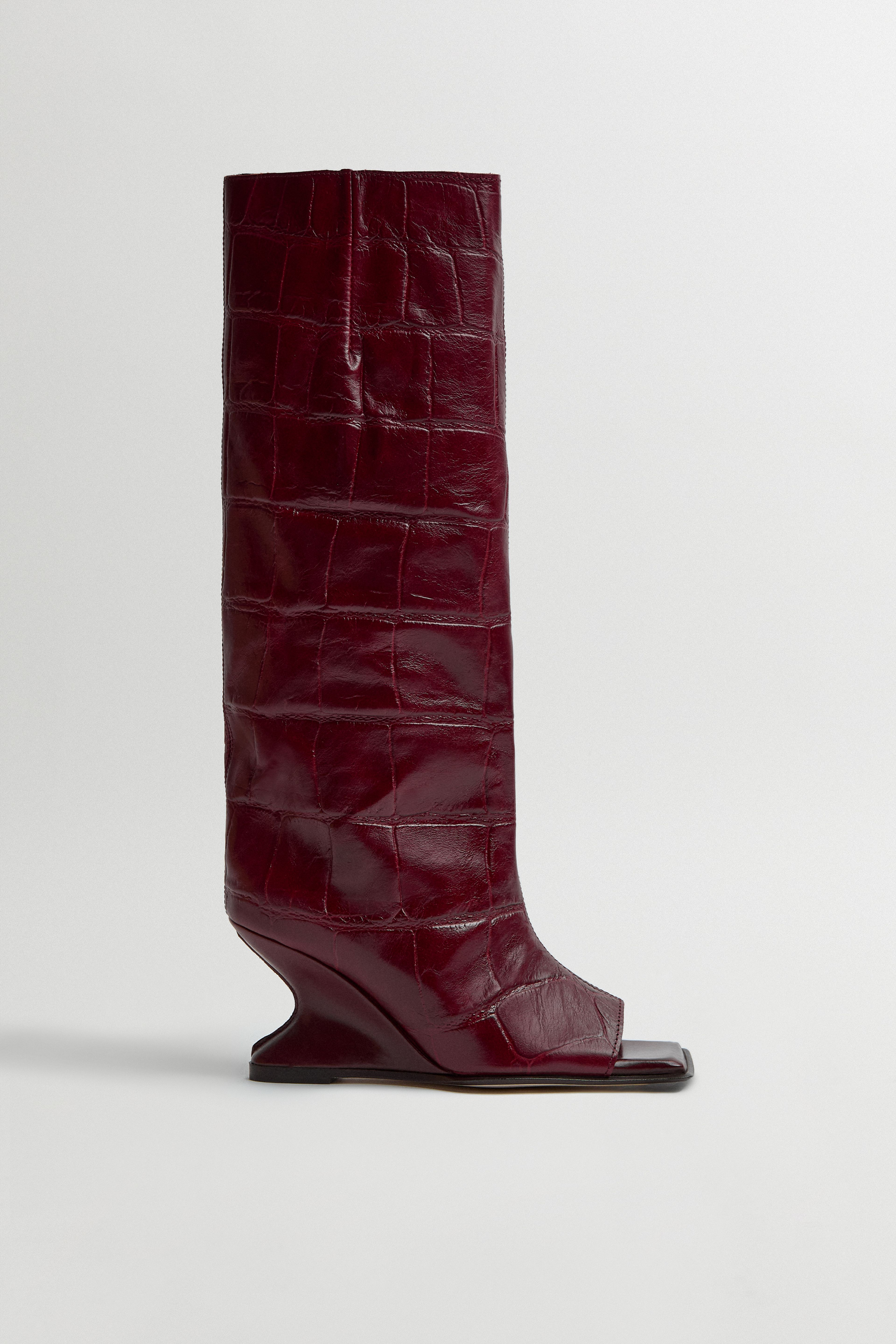 Salima Boots - Red Croc Embossed Leather | Miista | Designed & Handmade in Europe