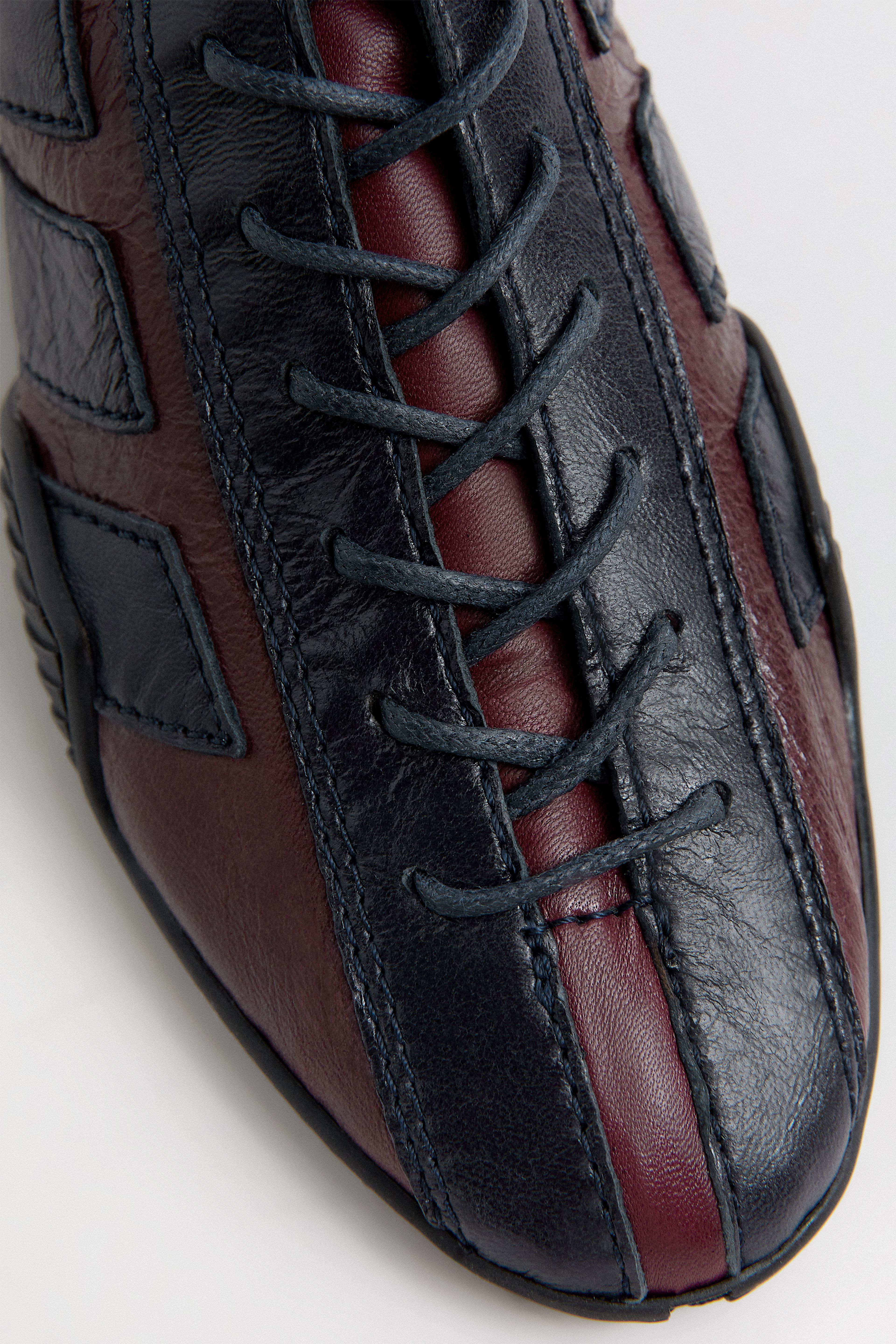 Imogen Burgundy Navy Lace Sneaker Boots | Miista | Designed & Handmade in Europe