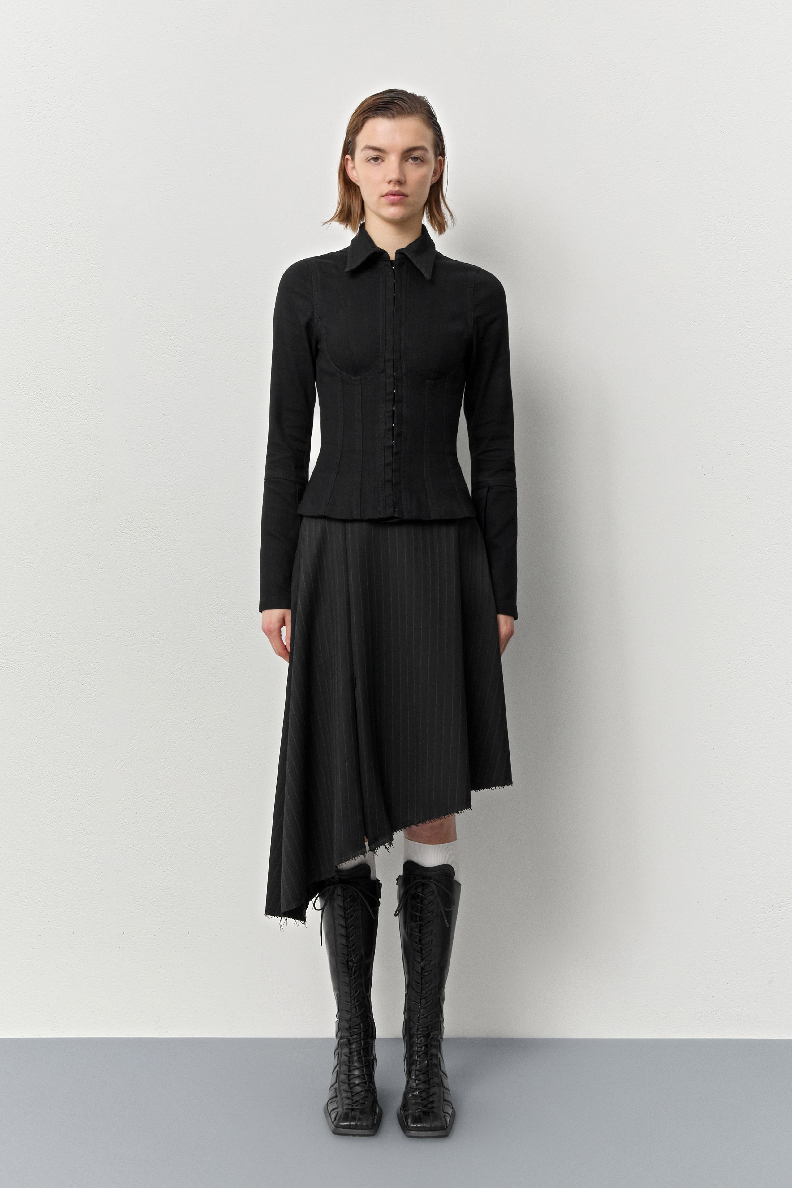 noEmosen スタッド UKフラッグ ロンT Nelly Boots - Black Leather | Miista