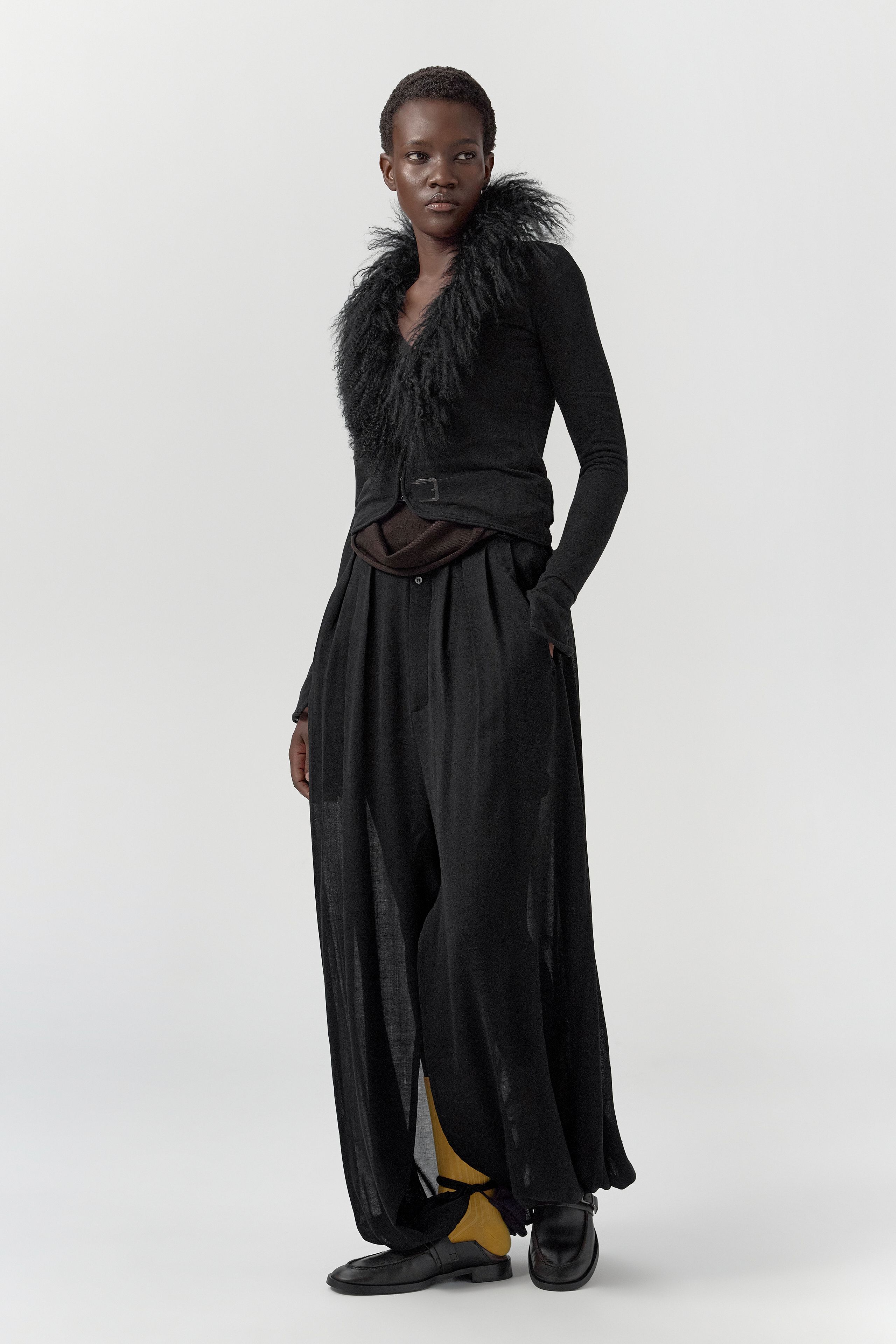 Ripley Black Fuzzy Collar Mini Knit Jacket | Miista | Designed & Handmade in Europe