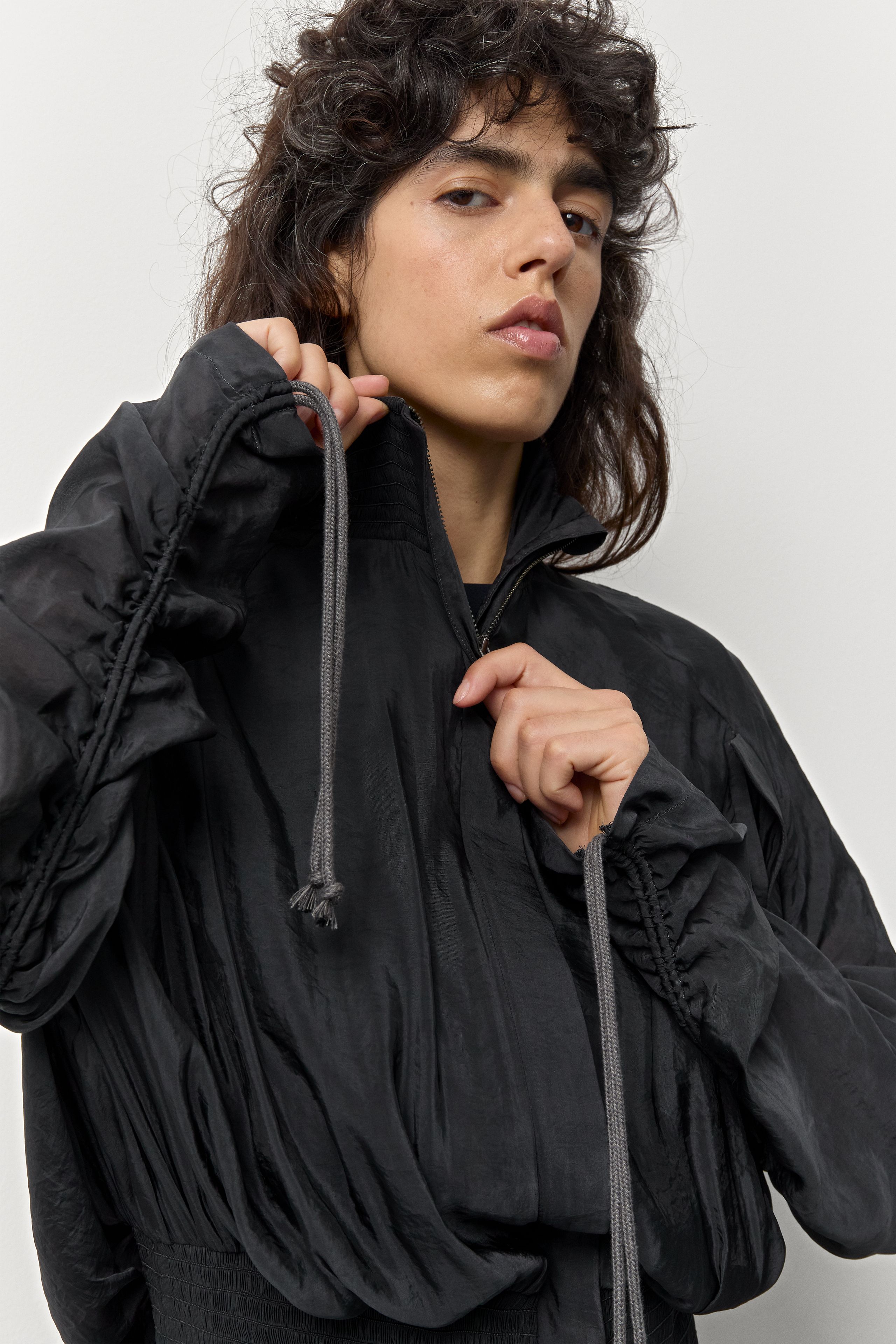 Mylla Jacket - Washed Black Satin | Miista