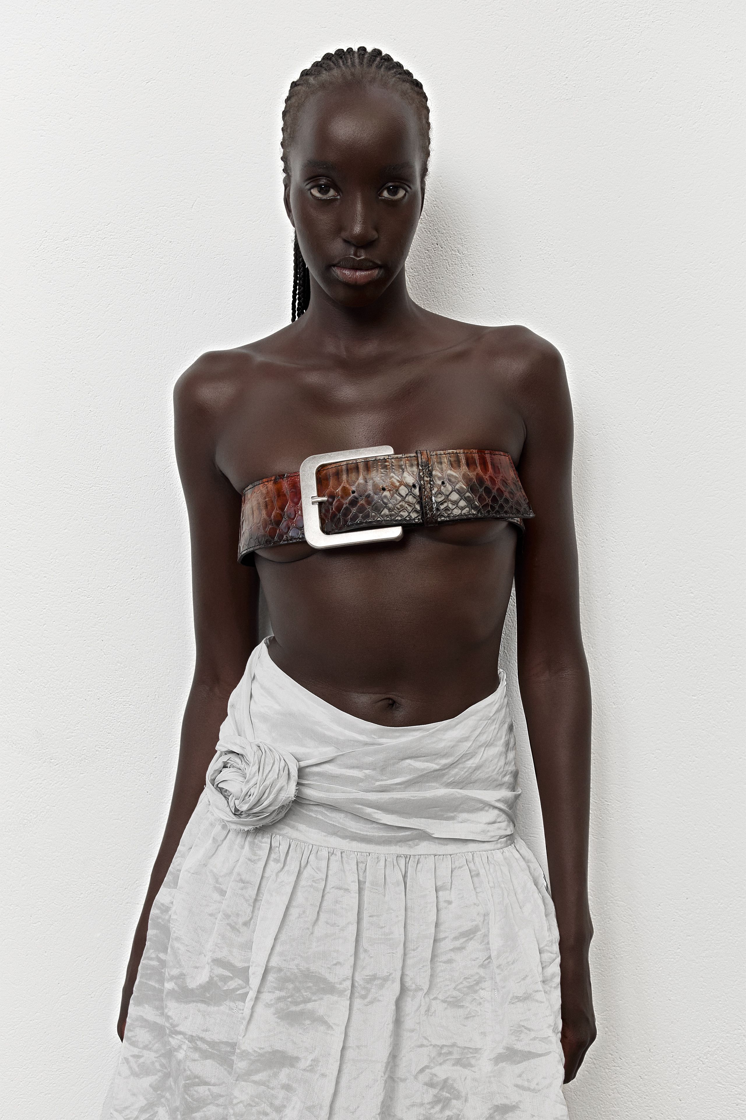 Erika Belt - Brown Snake Embossed Leather | Miista