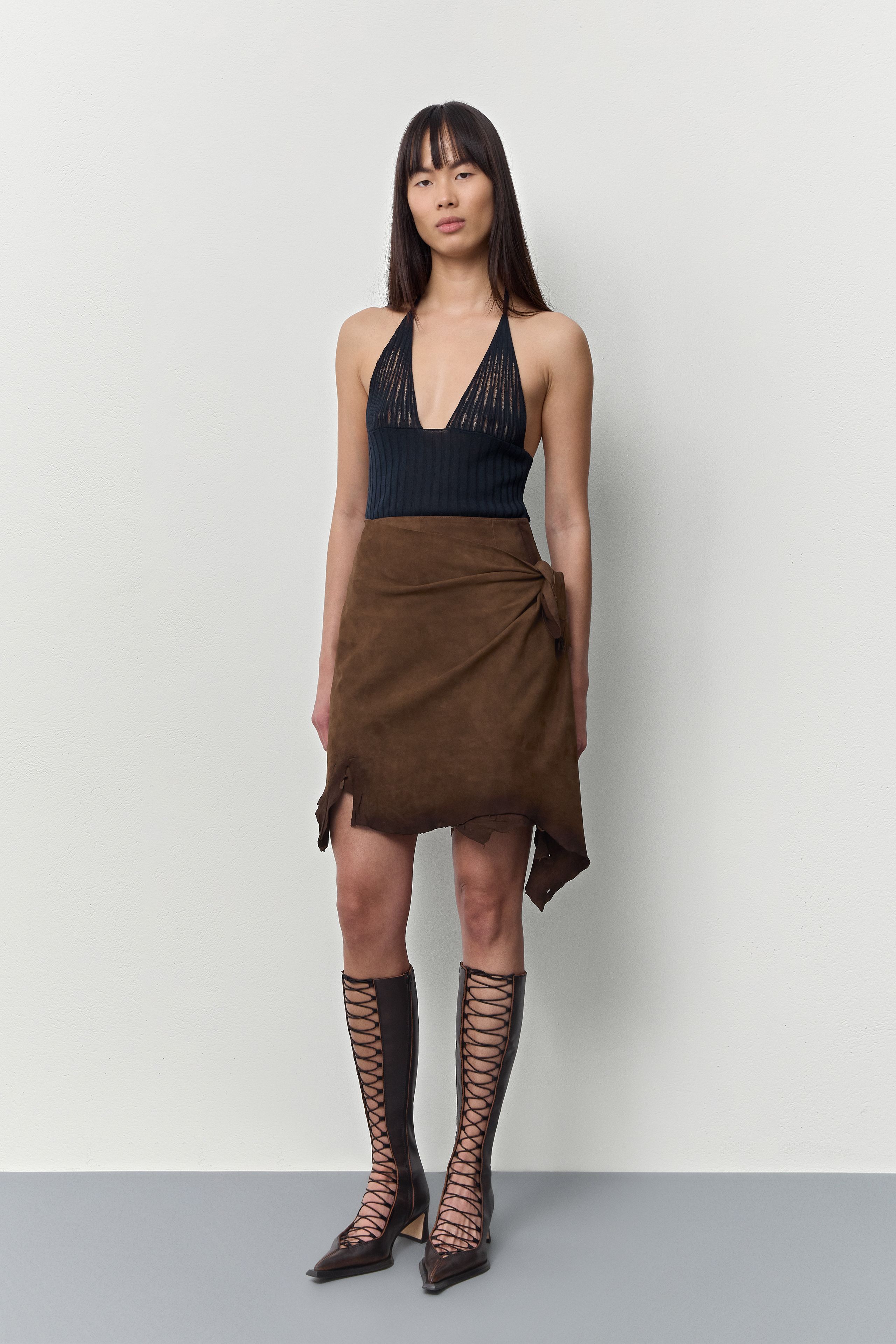 Lupe Wrapped Leather Skirt | Miista | Designed & Handmade in Europe