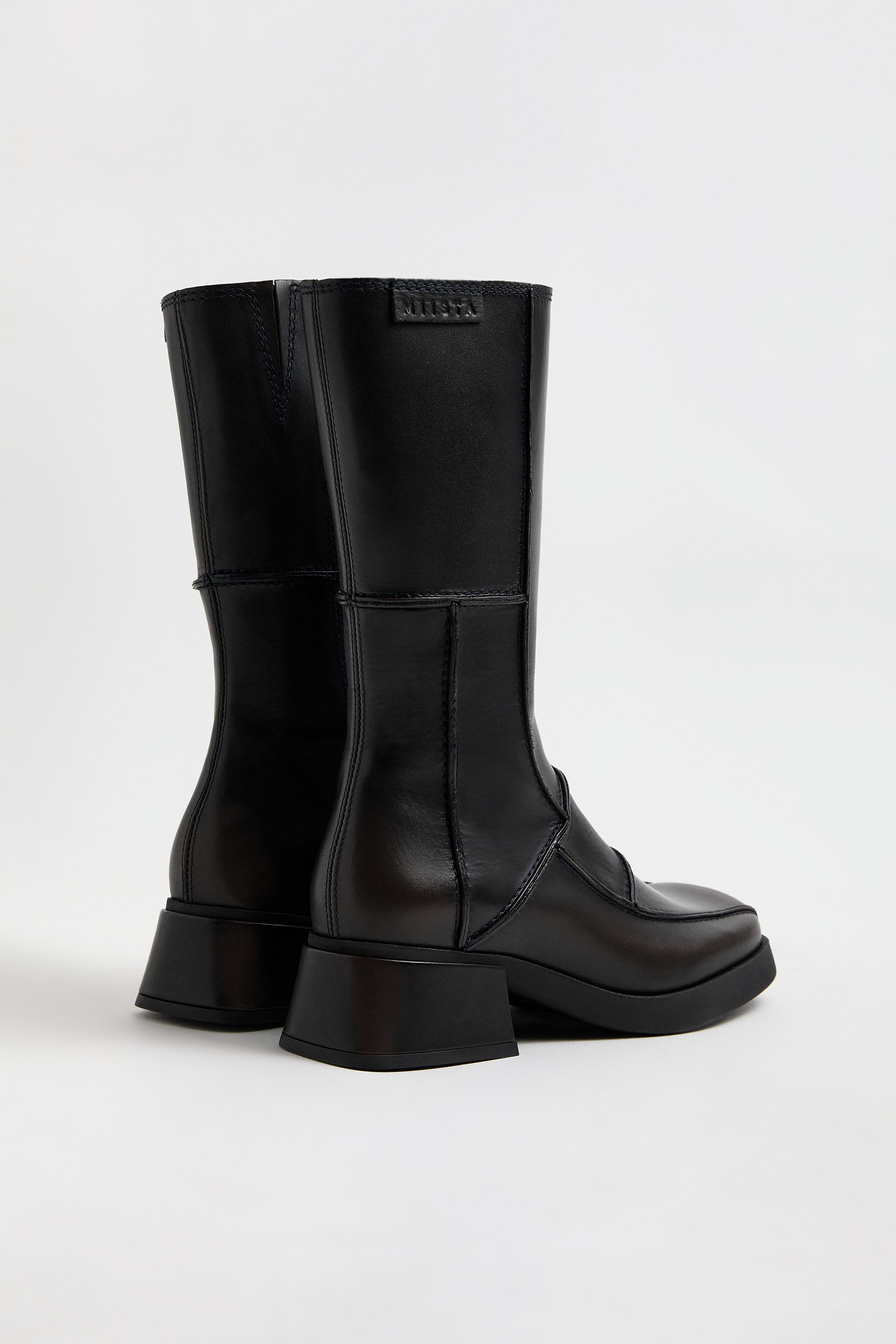 Neaera Boots - Brown Navy Stitching | Miista | Designed & Handmade in Europe