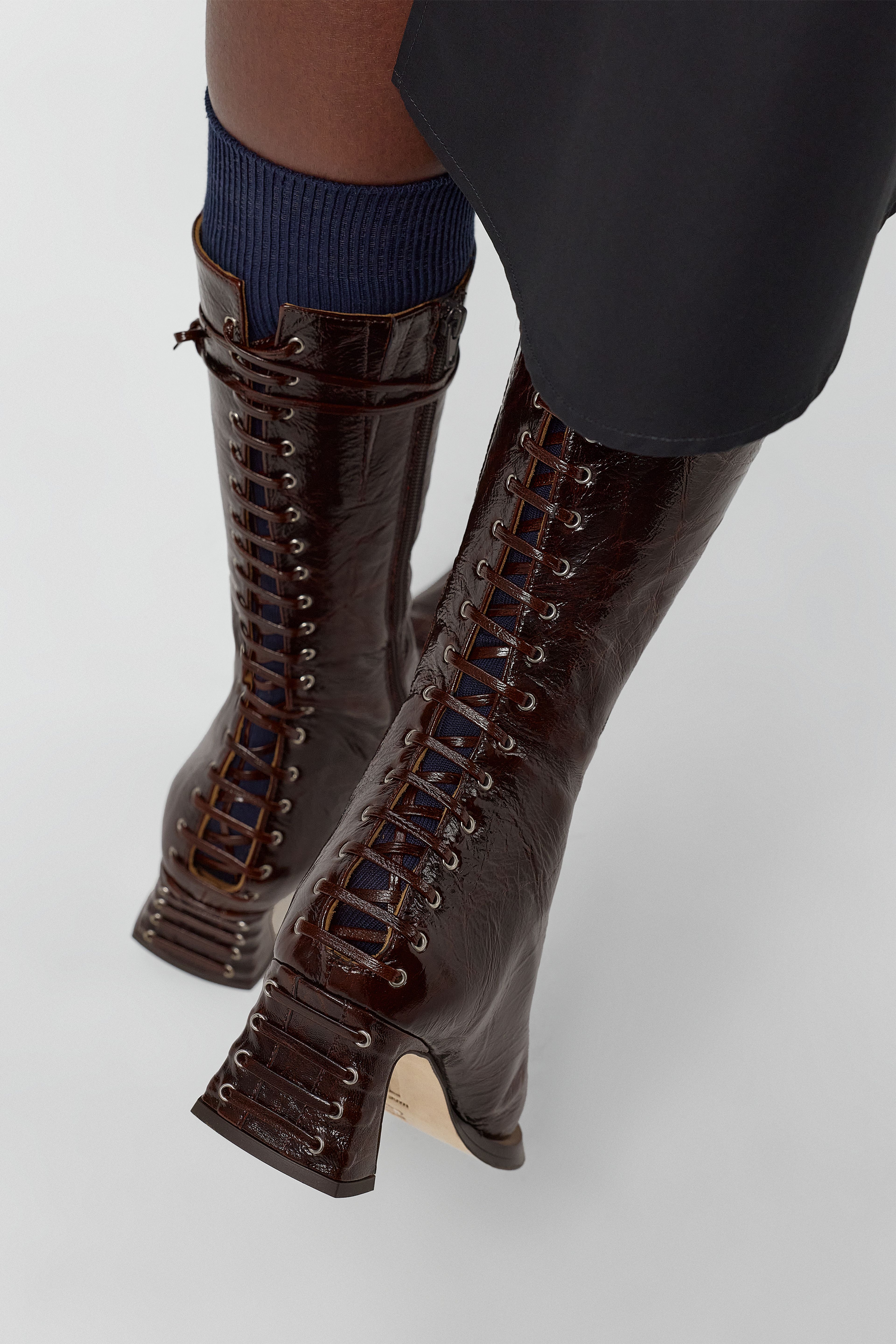 Shelley Boots - Dark Brown Patent Leather | Miista | Designed & Handmade in Europe