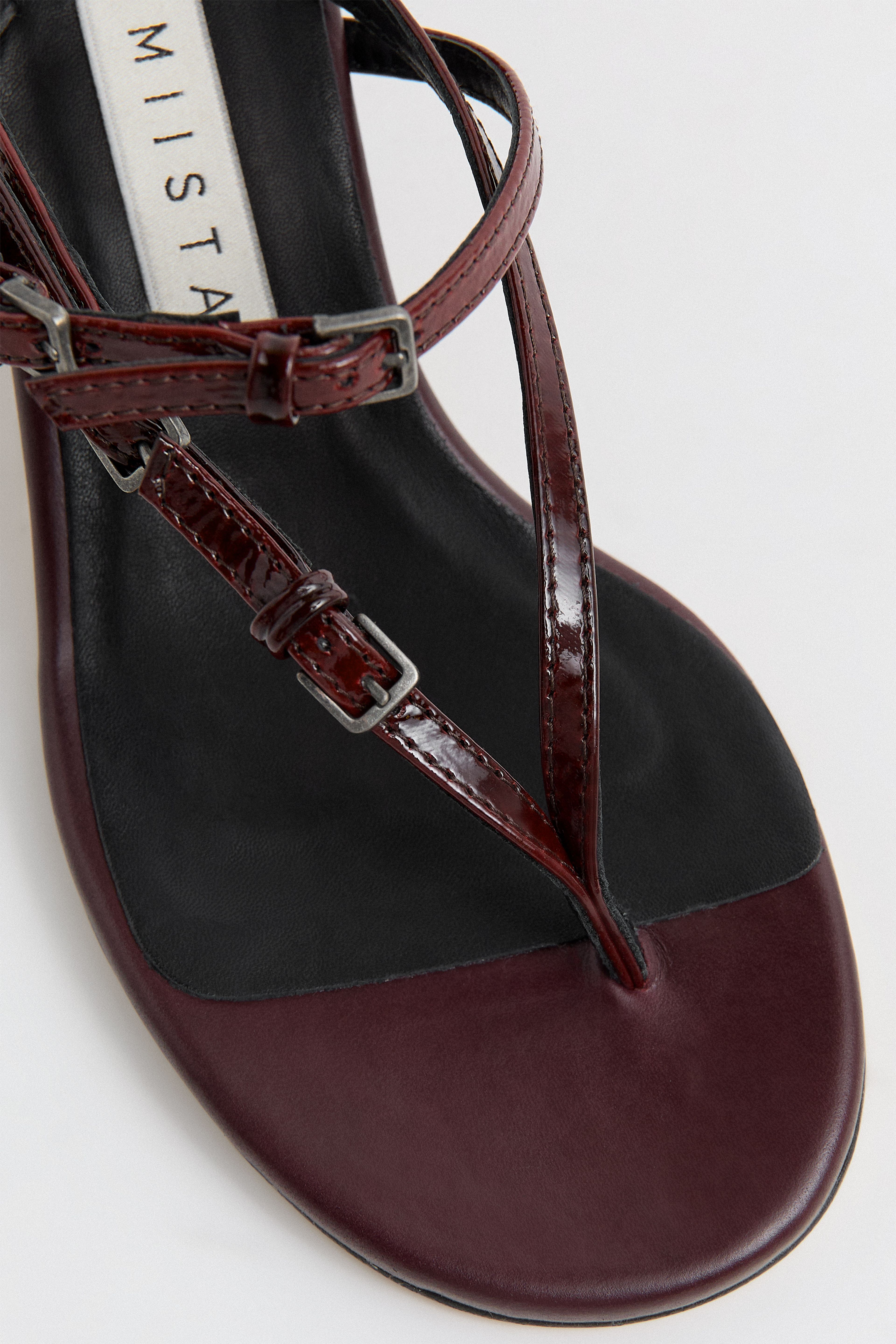 Abisai Burgundy Mini Buckled Sandals | Miista | Designed & Handmade in Europe