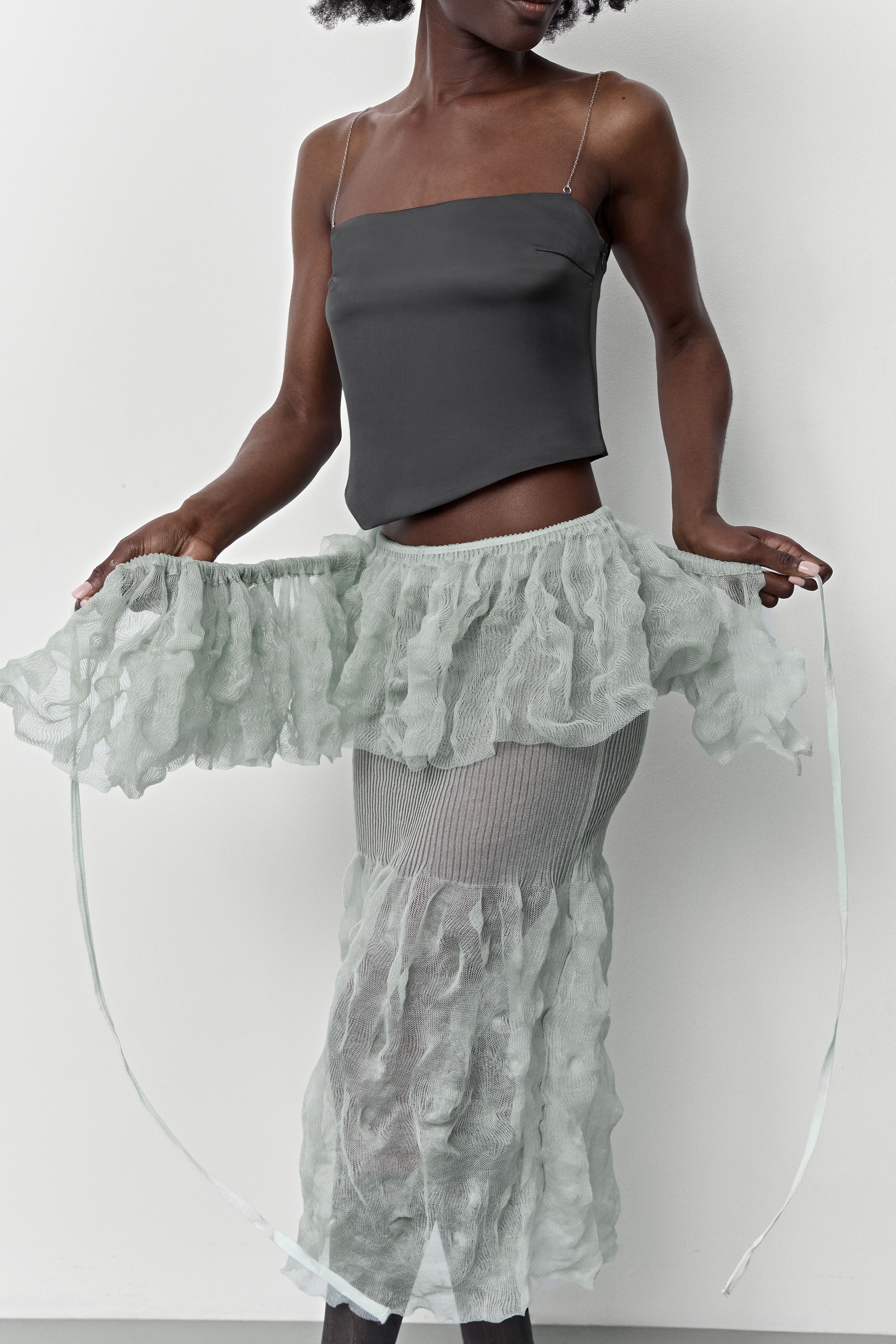 Vee Aquamarine Knitted Ruffle | Miista | Designed & Handmade in Europe