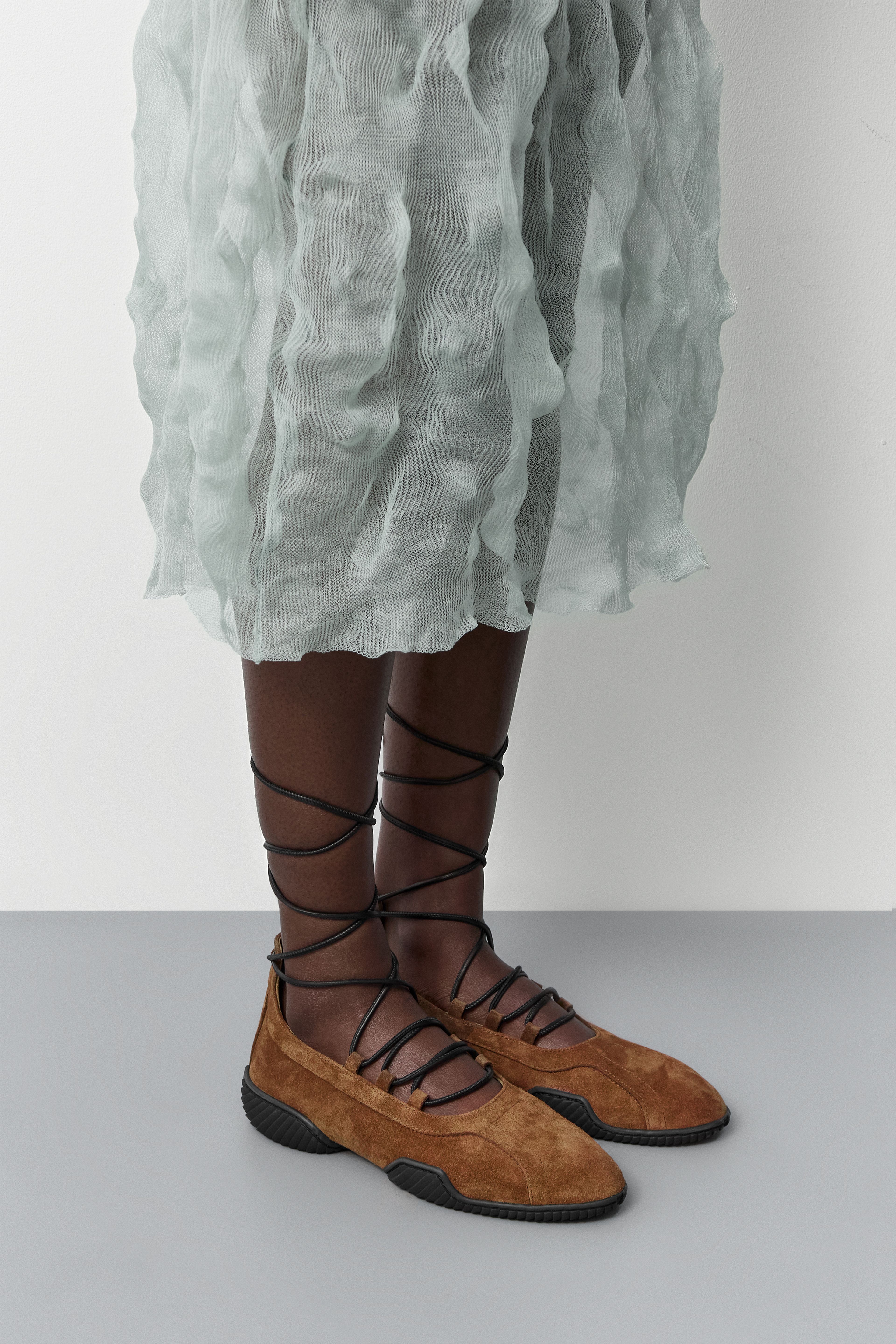 Averie Tan Lace Ballerinas | Miista | Designed & Handmade in Europe