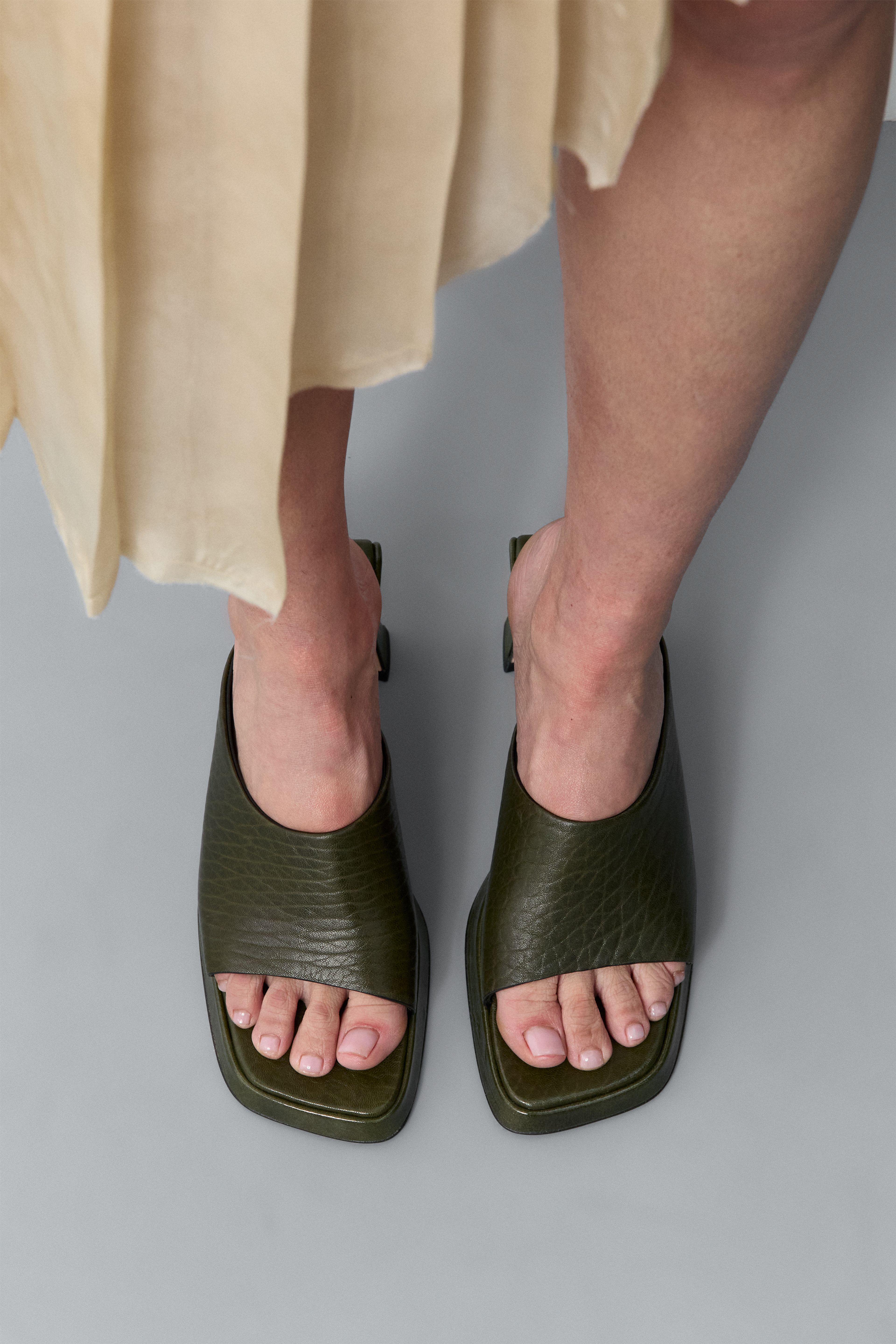  Sonali Khaki Asymmetric Sandals | Miista | Designed & Handmade in Europe