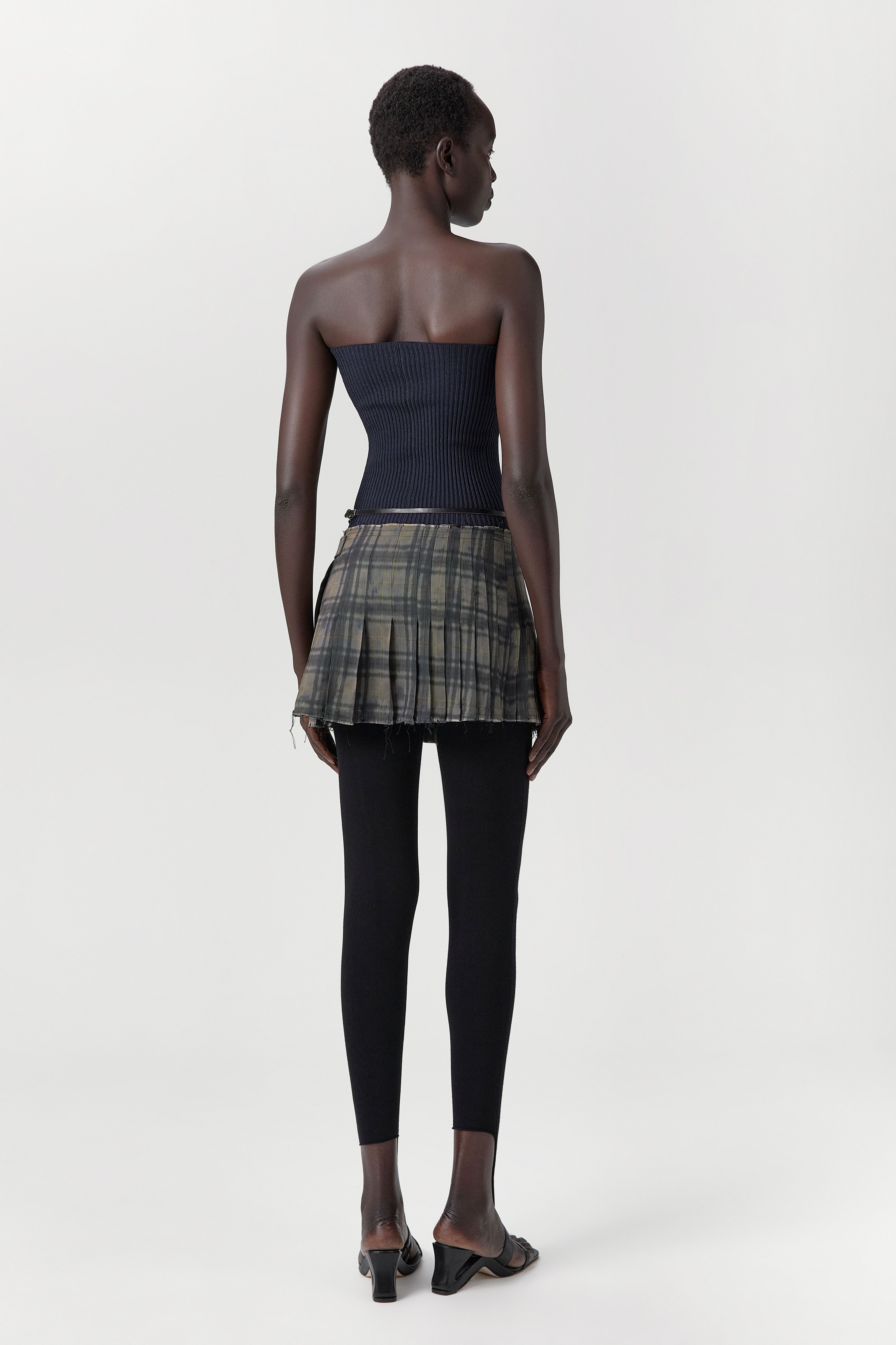 Mary Skirt - Beige Black Pleated | Miista | Designed & Handmade in Europe