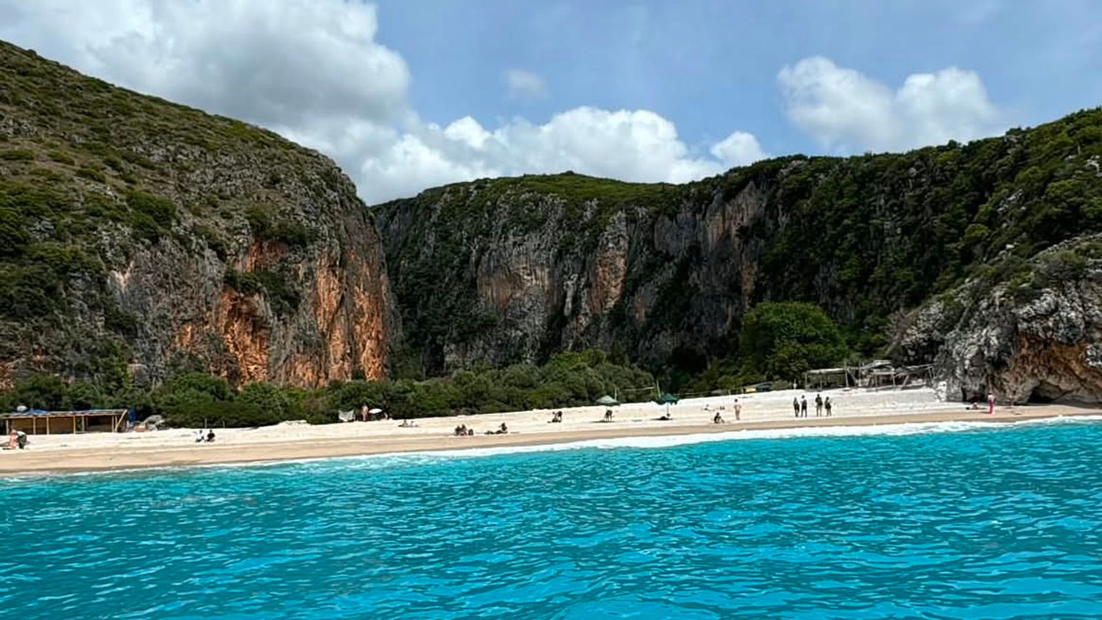 Gjipe beach by boat