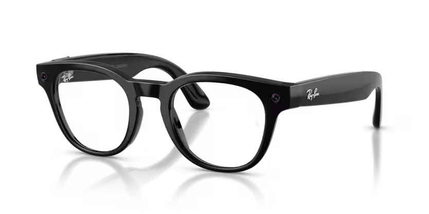 Ray-Ban Meta Scriber smartbrille i sort med avrundet form og klare glass