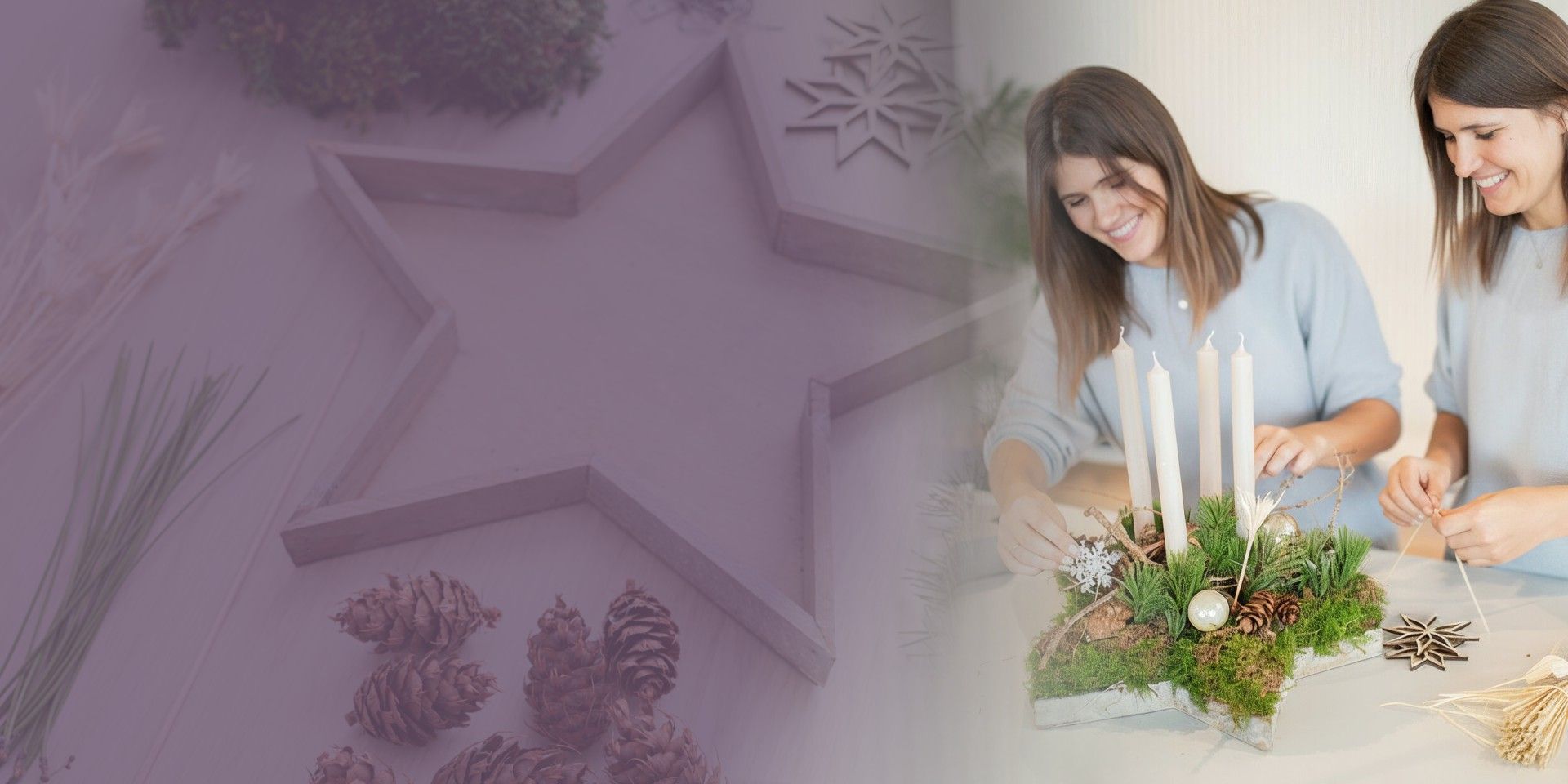 Wunderschöne
Adventsdeko.
Selbst gemacht.Gestalte stilvolle Adventsdekorationen ganz einfach selbst. Mit liebevollen DIY-Boxen für kreative Momente in der Weihnachtszeit.