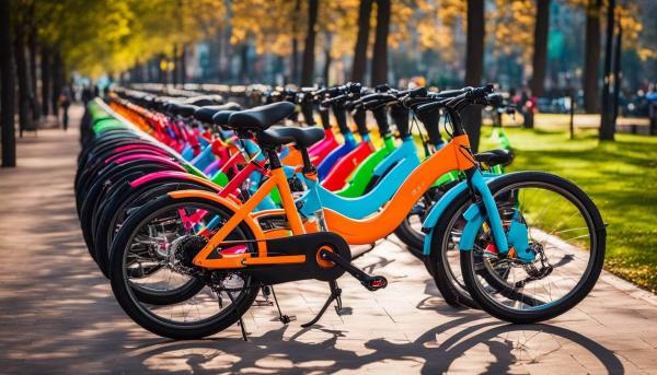 electric bikes lined up in the park