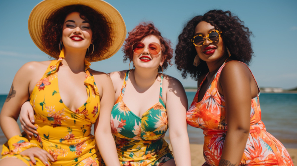 diverse and inclusive women showcasing affordable sustainable swimwear