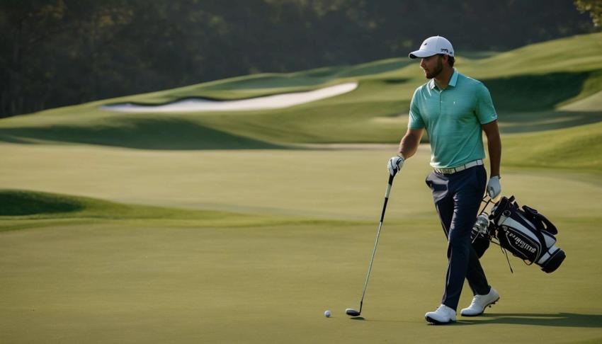Male golfer playing on a professional golf course.