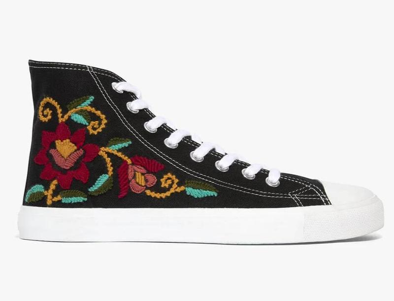 Black floral high top sneaker,