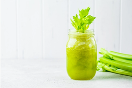 Celery juice in a glass jar.