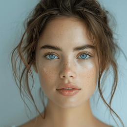 Girl with freckles and clear, radiant skin after using gentle face wash with retinol.