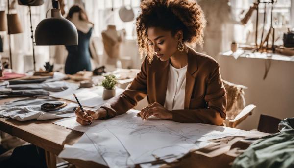 woman sketching design for clothing