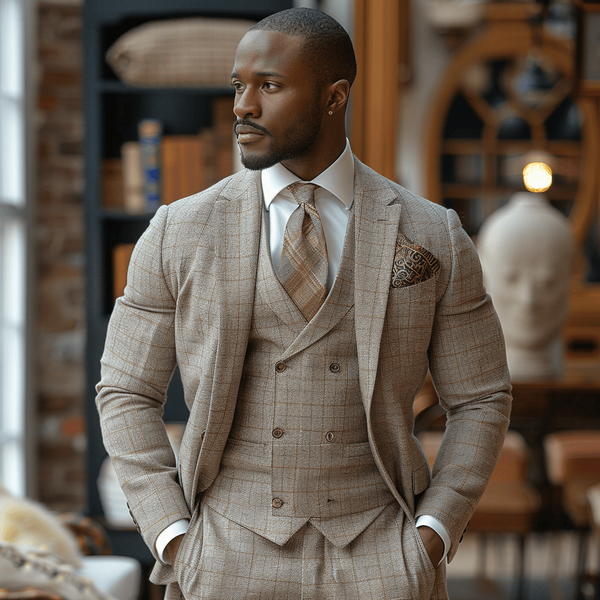 A man wearing outfit for a TV interview