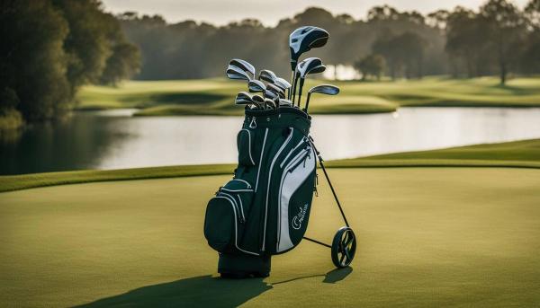 Golf essentials on a professional golf course.