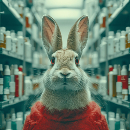 Rabbit in an animal testing lab