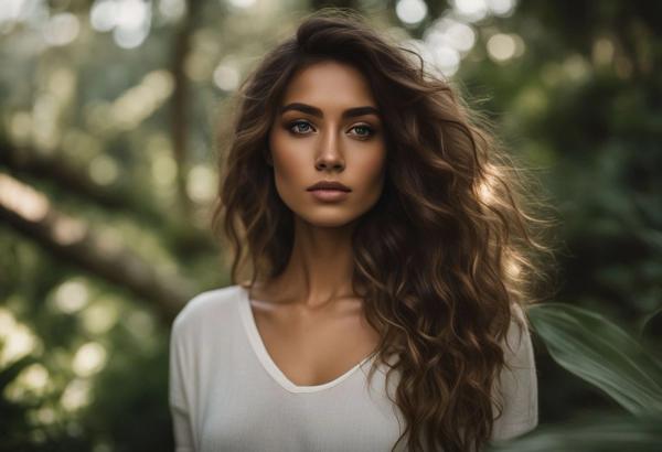 woman in nature for minimalistic makeup look