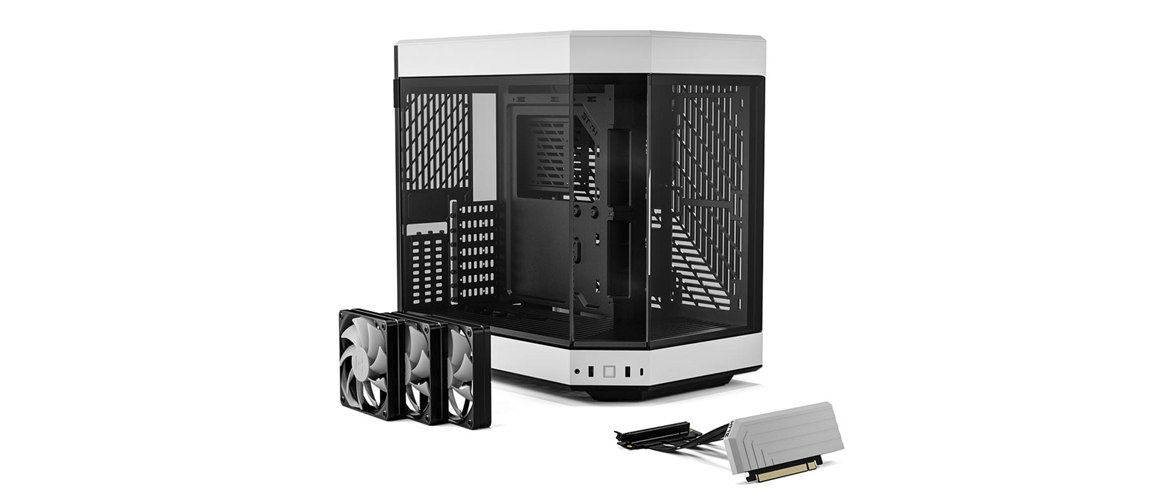  HYTE Y60 Modern Aesthetic Dual Chamber Panoramic Tempered Glass  Mid-Tower ATX Computer Gaming Case with PCIE 4.0 Riser Cable Included, Snow  White (CS-HYTE-Y60-WW) : Electronics