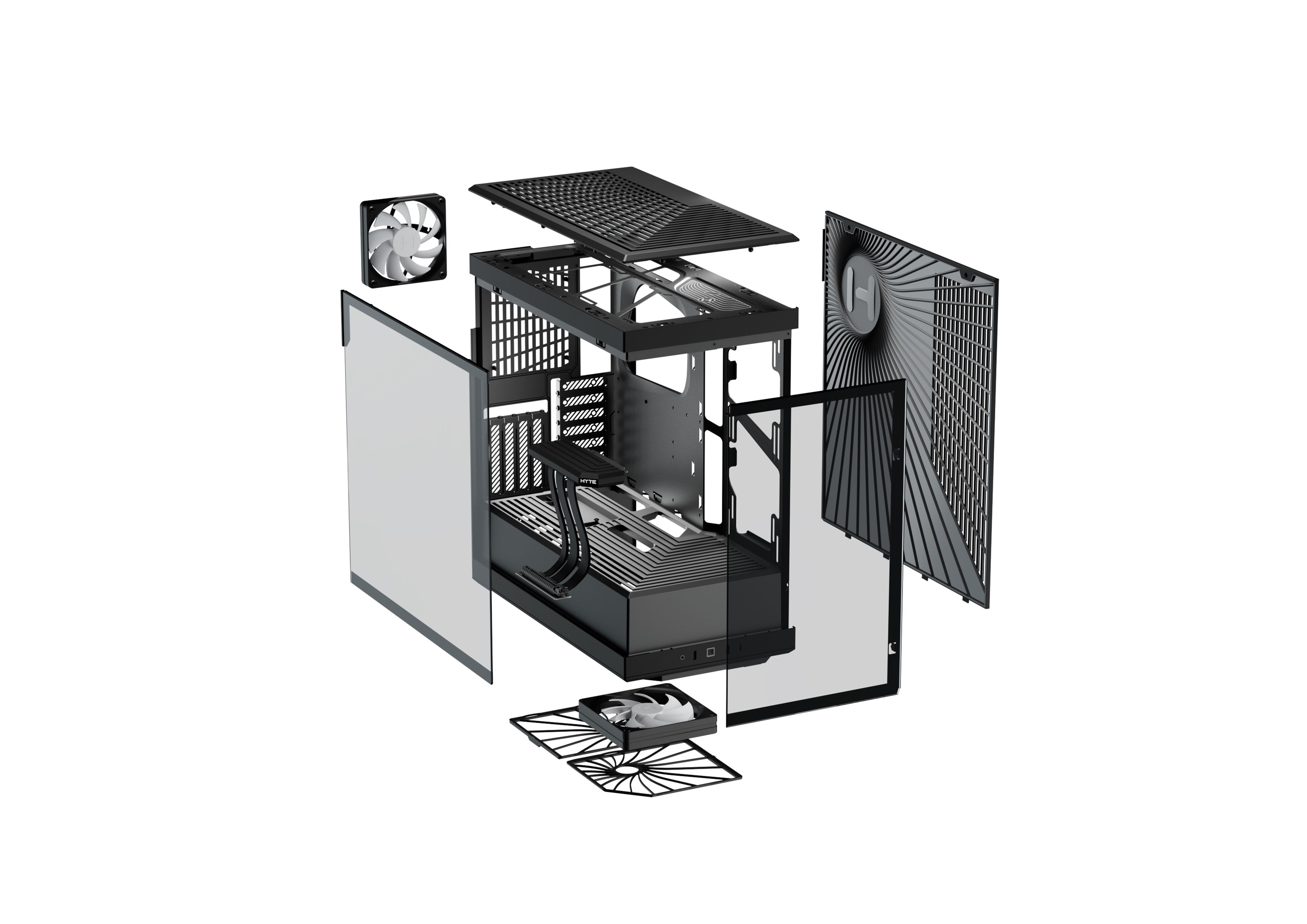 Y40 - ATX PC Cases with PCIe 4.0 Riser - Pitch Black | HYTE