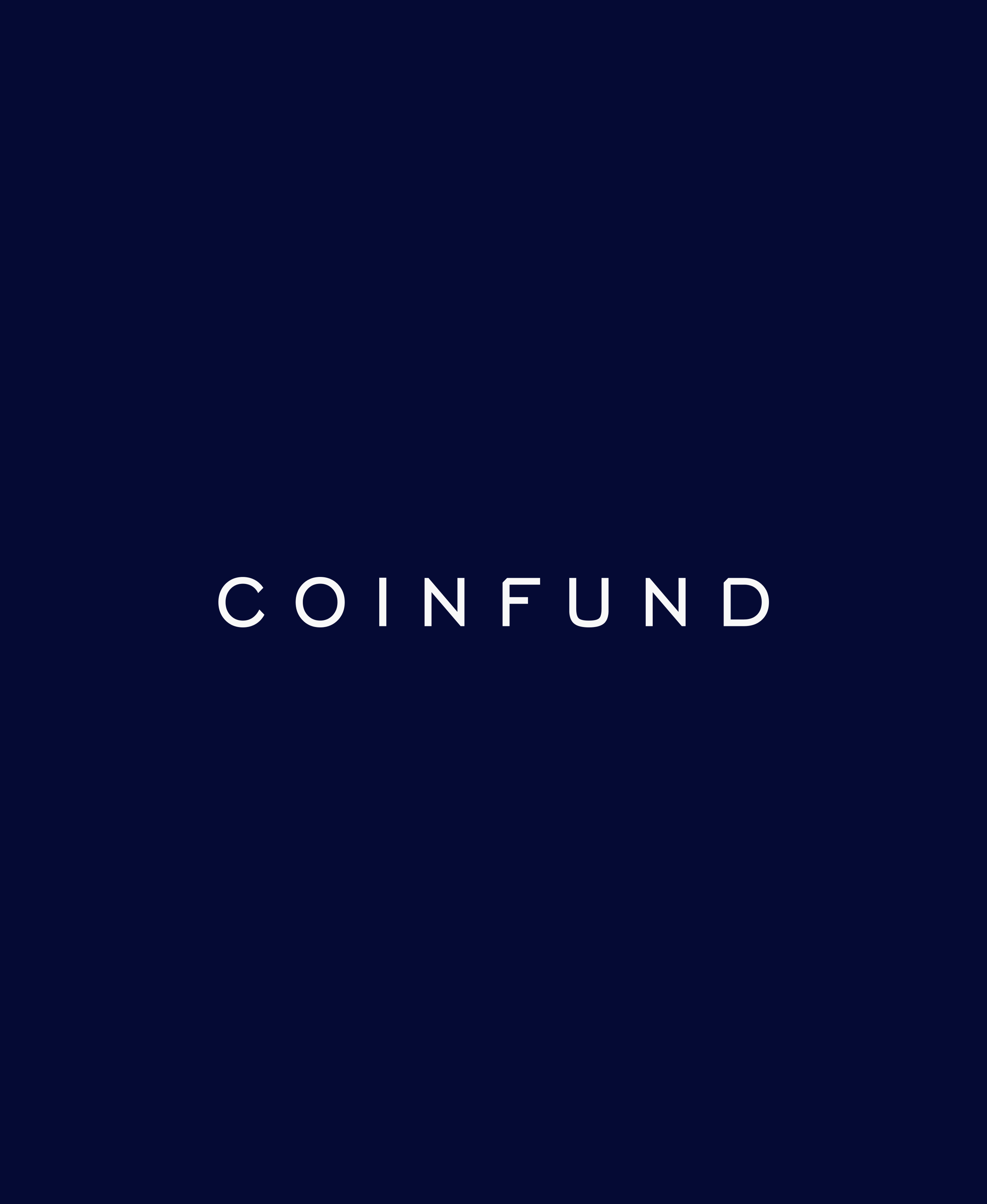 CoinFund wordmark on navy background