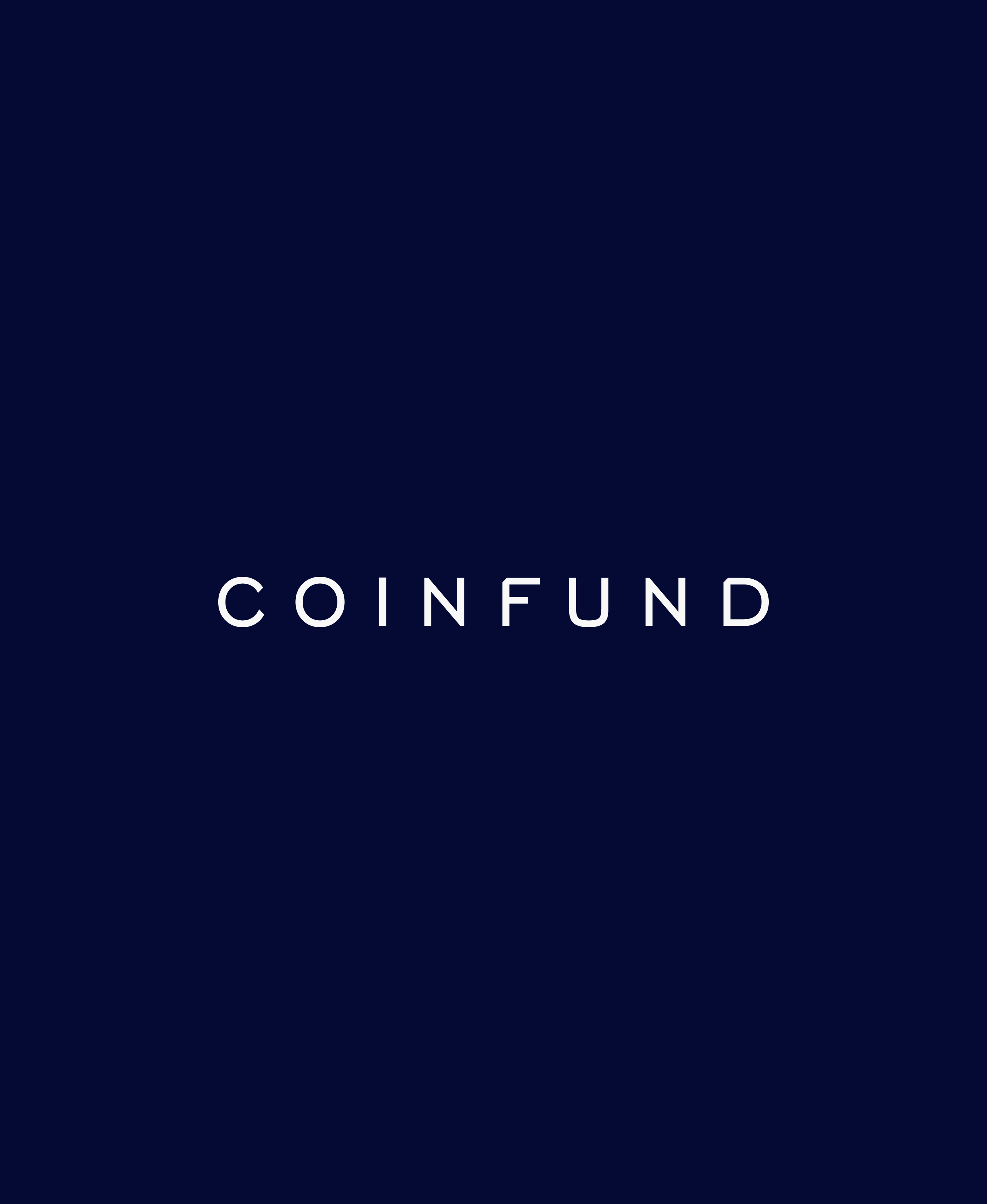 CoinFund wordmark on navy background