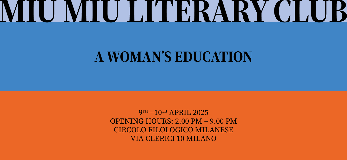 A poster for the Miu Miu Literary Club in Milan, April 2025.