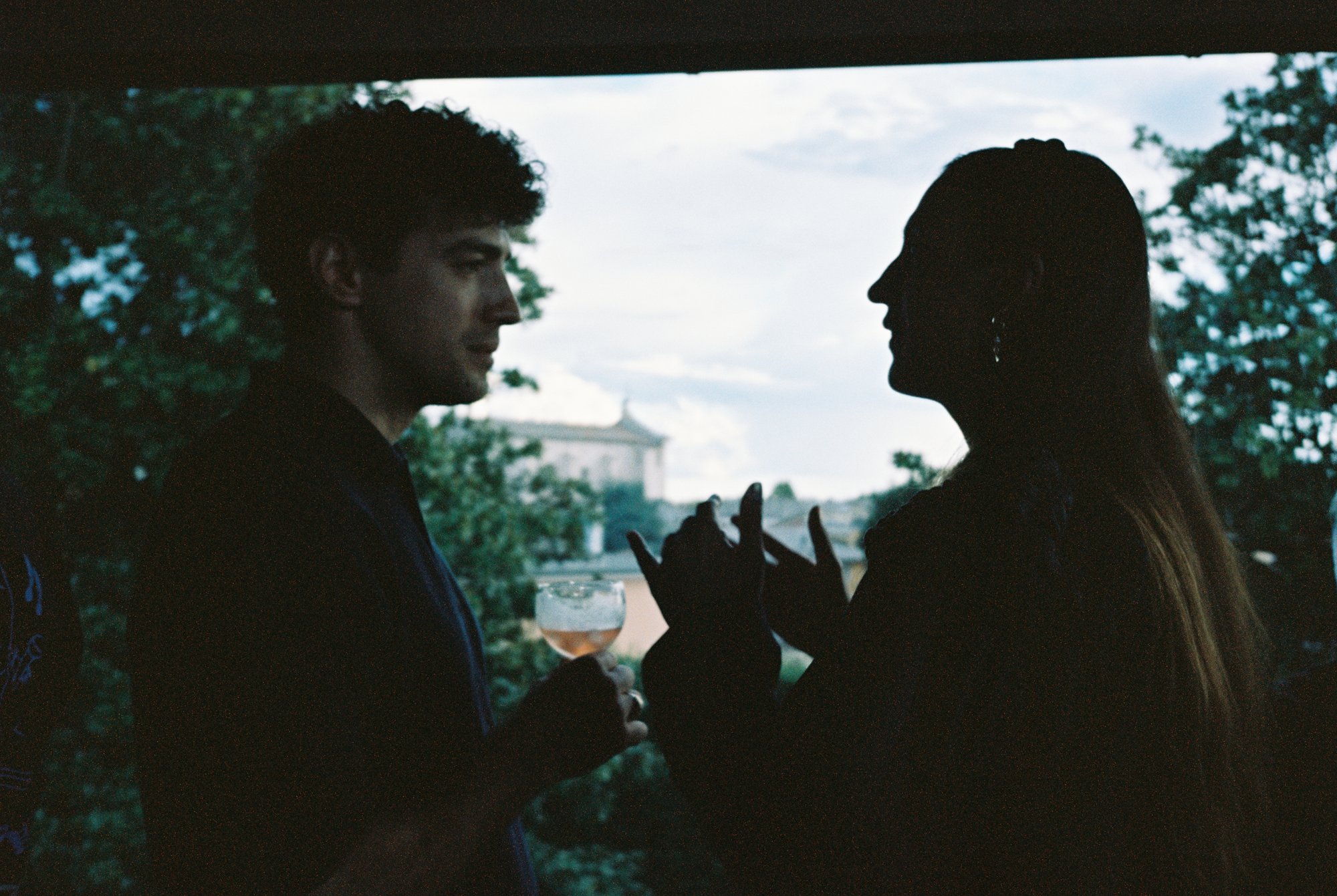 Two people talking during NeueHaus residency