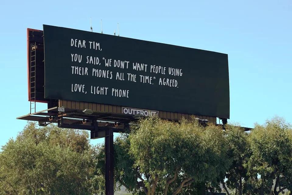 The Light Phone's "Dear Tim Cook" billboard campaign in Brooklyn