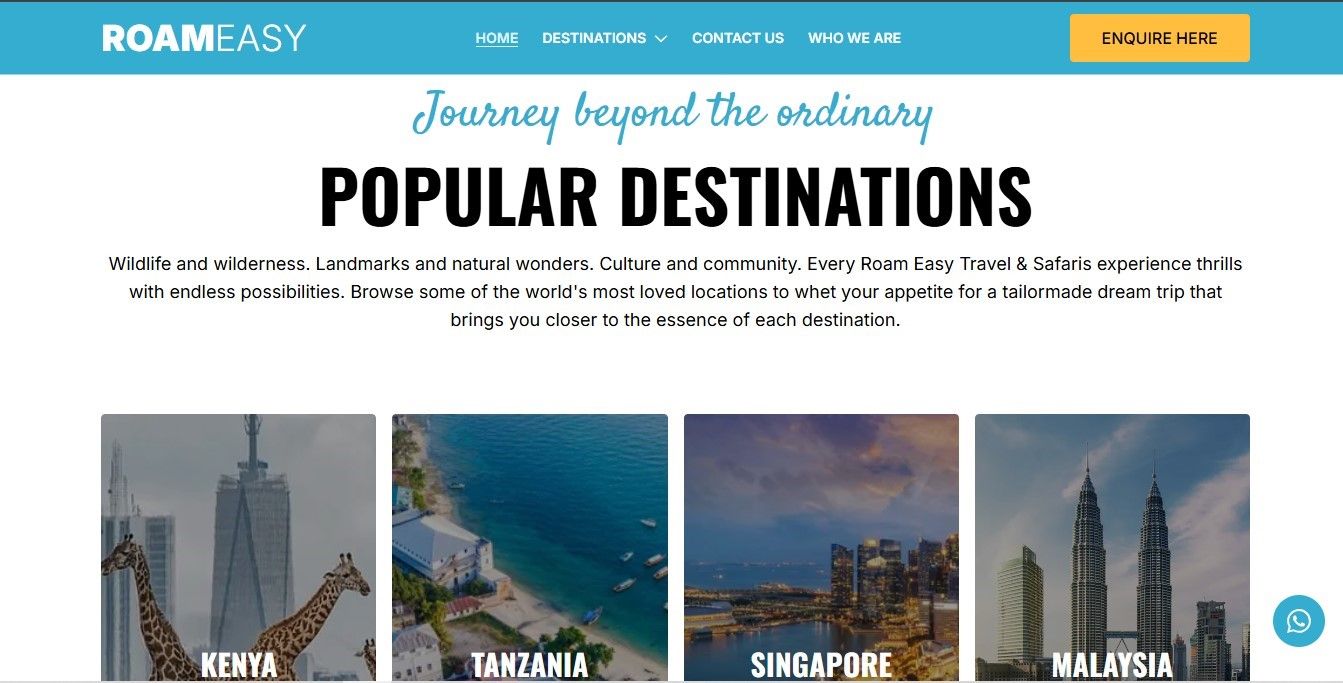 RoamEasy travel Destinations