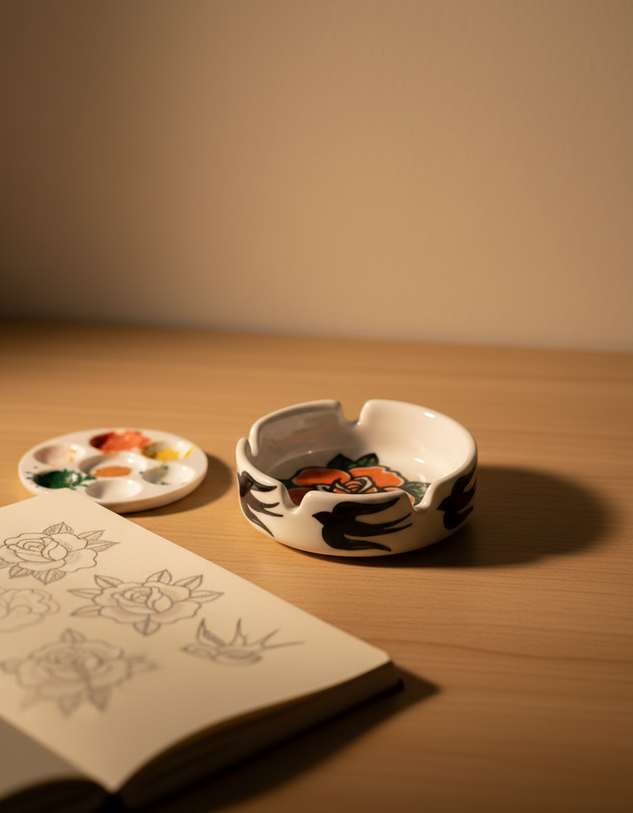 Rose Tattoo Ashtray
