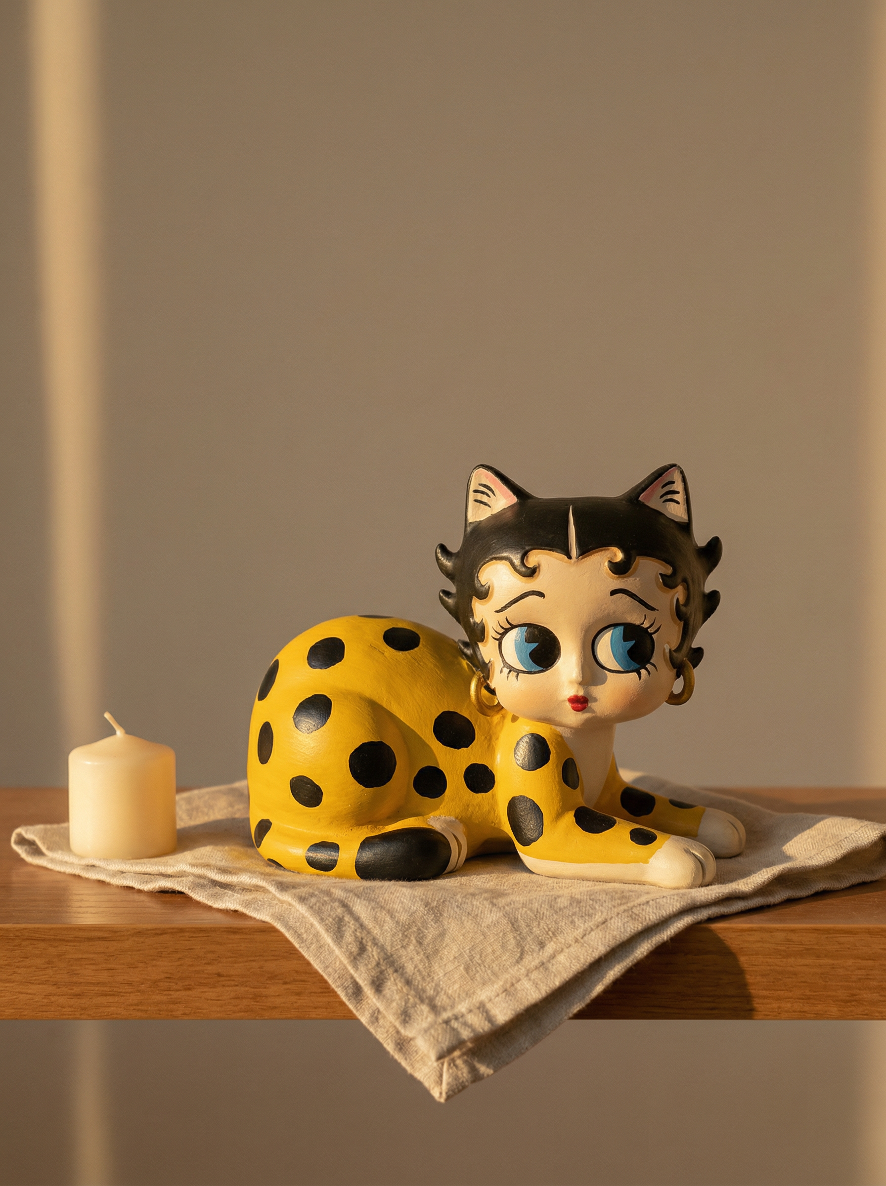 Betty Cat Yellow Polka